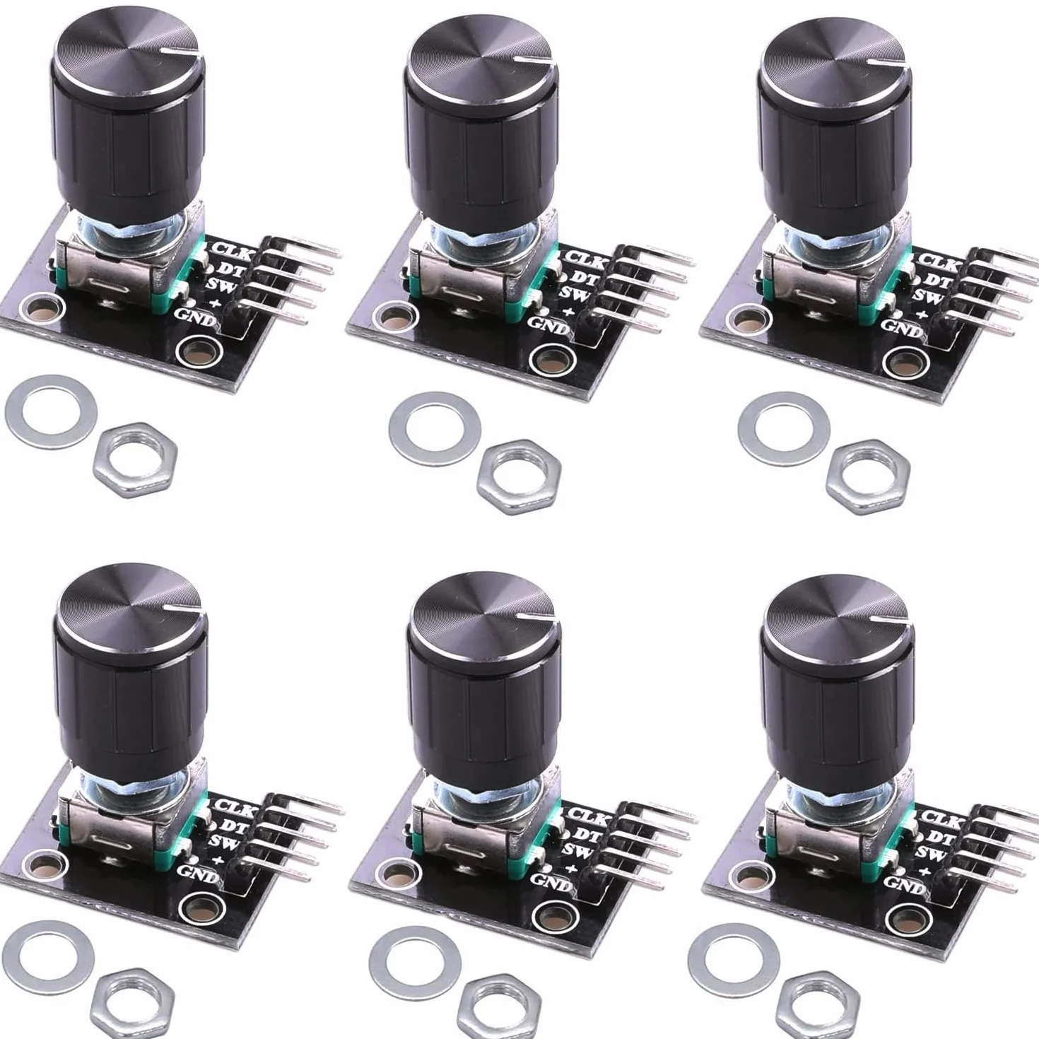 RUNCCI-YUN KY-040 Módulo codificador giratorio 6 unidades 15 x 16,5 mm con capuchón Knob