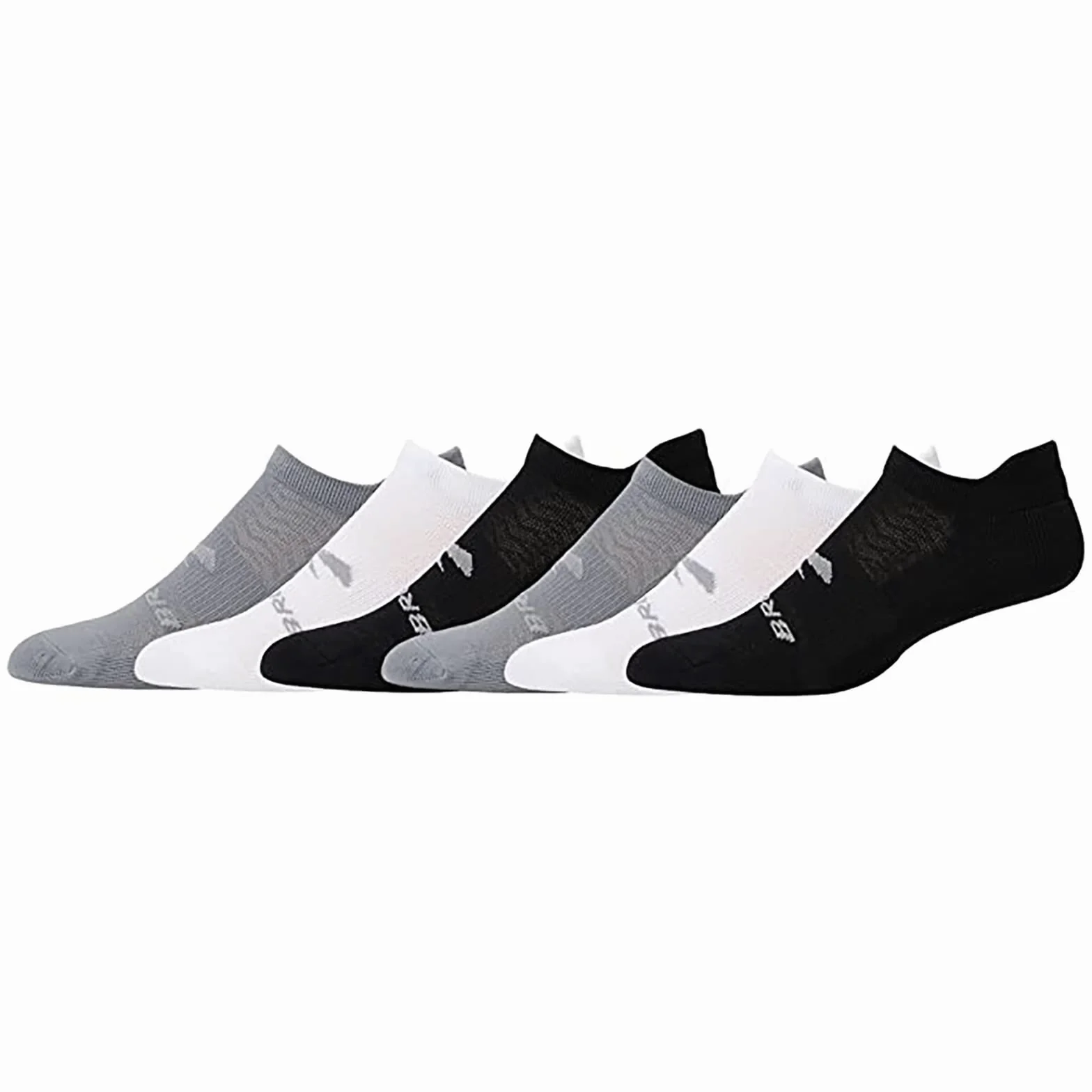 Brooks - Calcetines invisibles, Asfalto/Blanco/Negro, 6 pares, Asfalto/Blanco/Negro, 9-11.5