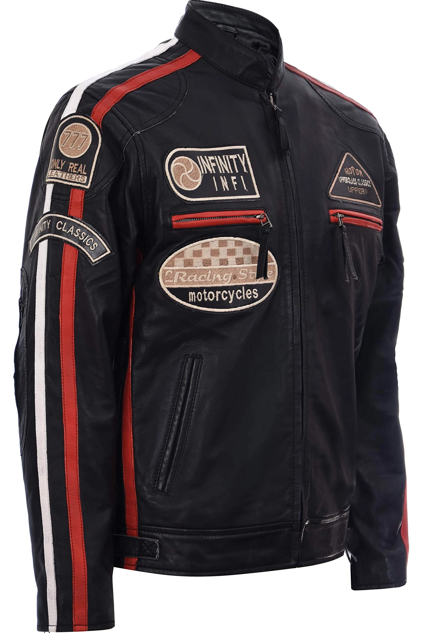 Infinity Leather Chaqueta Motera de Hombre Real Racing de Piel Napa