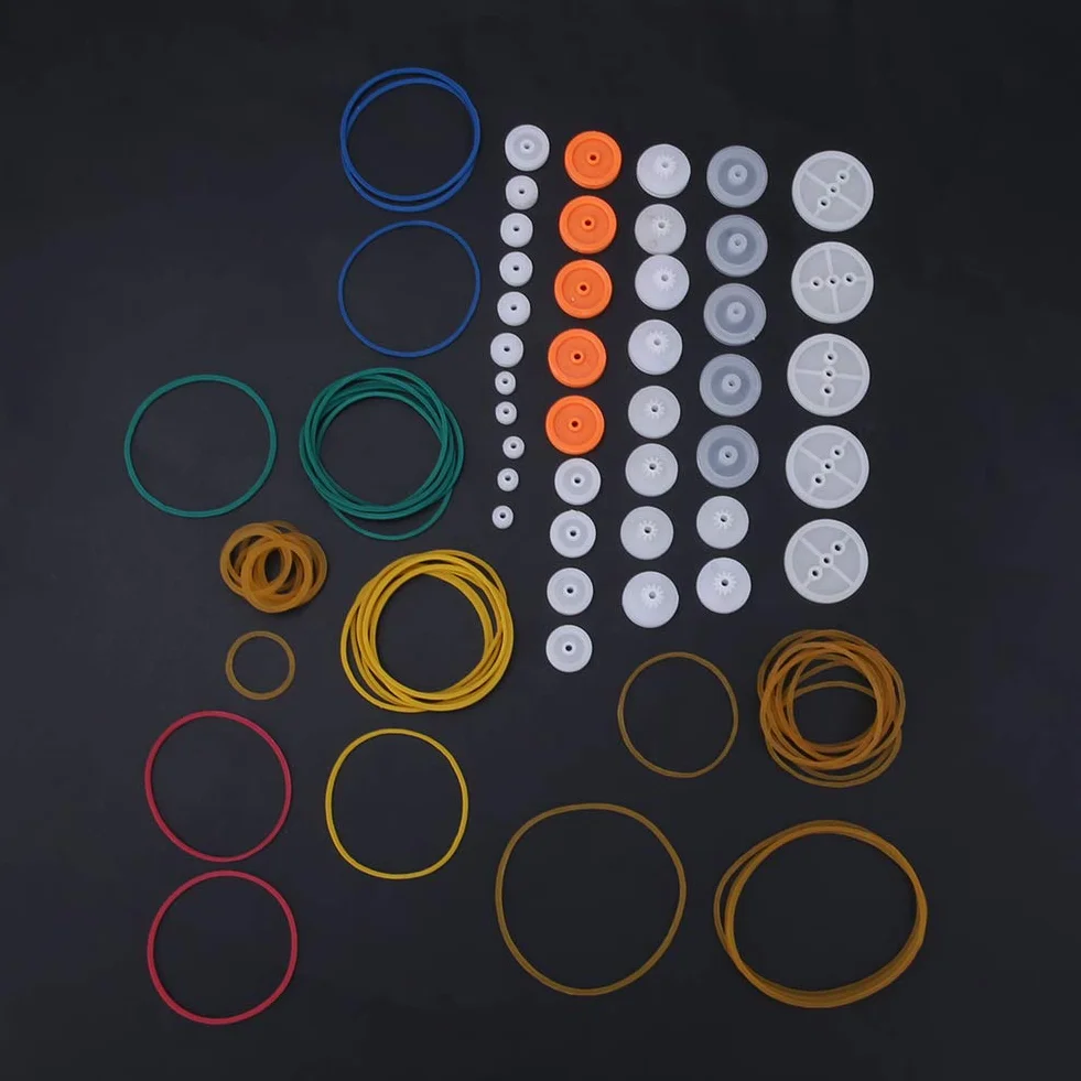 Juego de Engranajes de Polea de Correa de Plástico 84 Uds 2mm para Modelo de Juguete DIY