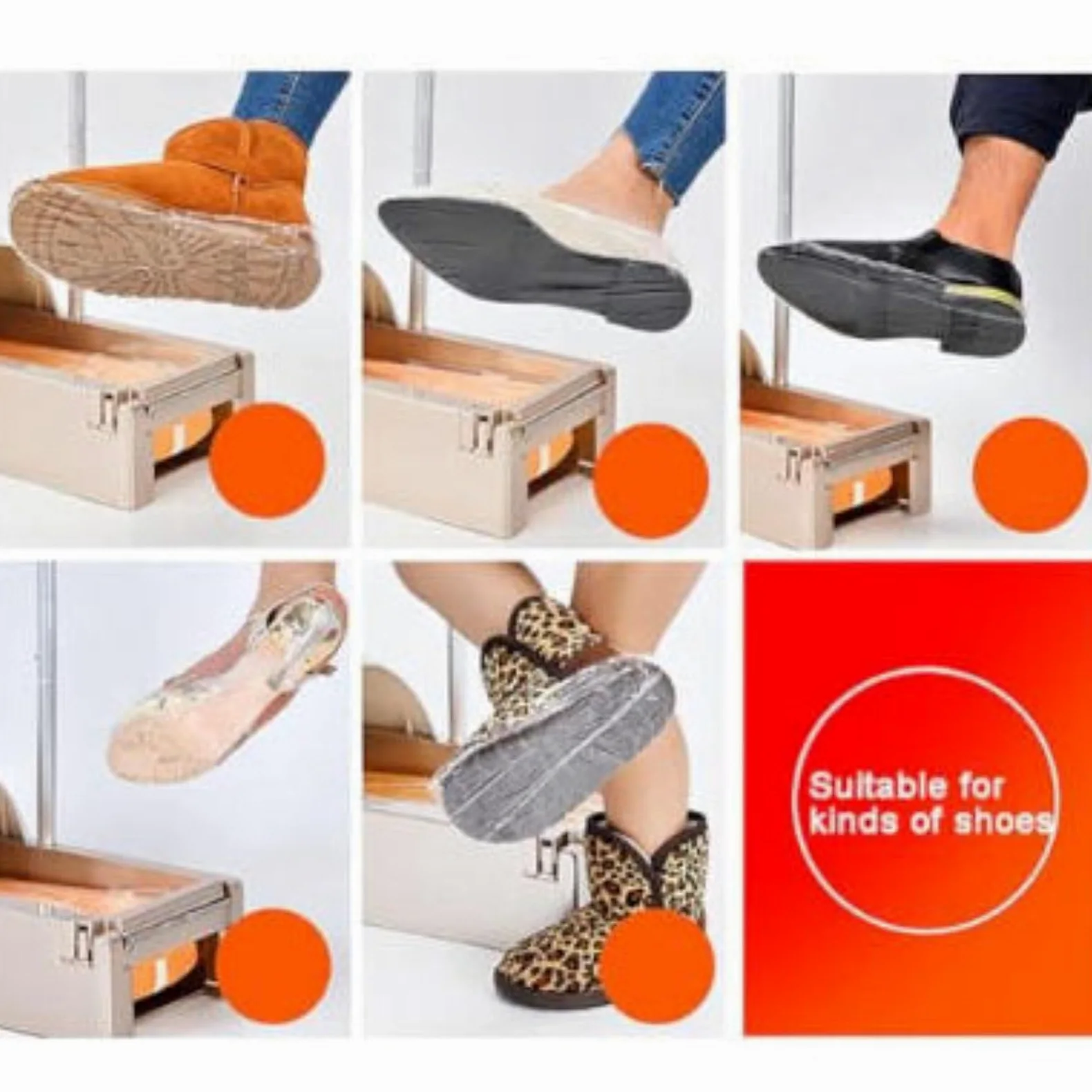 Dispensador automático de cubiertas de zapatos, dispositivo portátil de envoltura de cubrezapatos para oficina en casa y fábrica