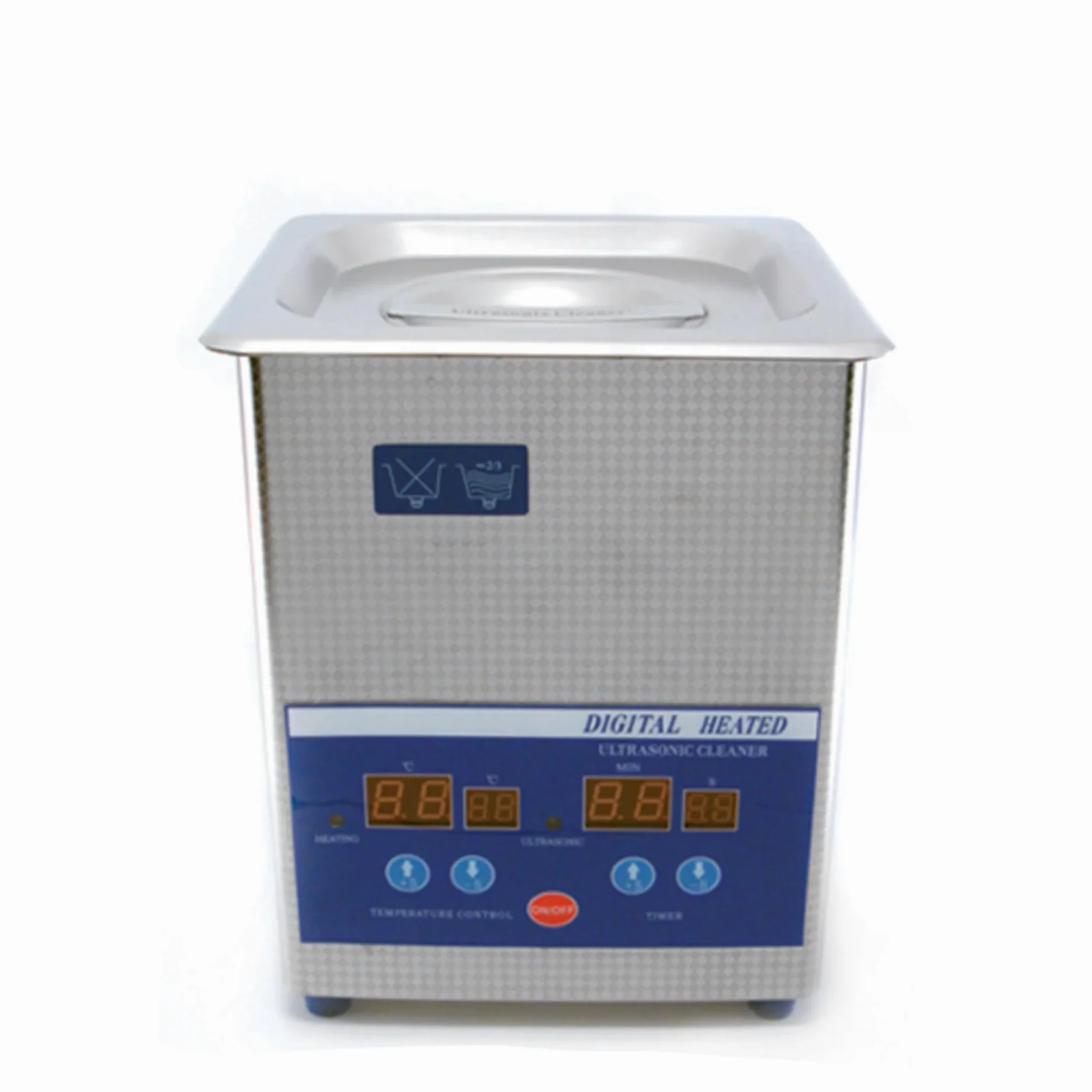 Pequeña máquina limpiadora ultrasónica – Acero inoxidable digital de 2 L, sistema de limpieza profunda de grado médico de 40 kHz con temporizador y calentador ajustables, limpiador profesional para