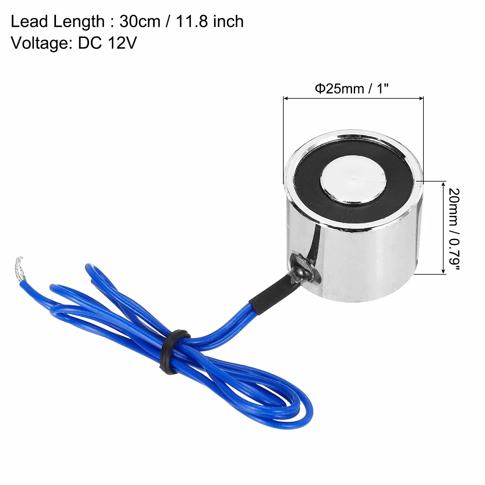 Electroimán Solenoide DC 12V 1.5W 17.6LB 8Kg Redondo 25x20mm