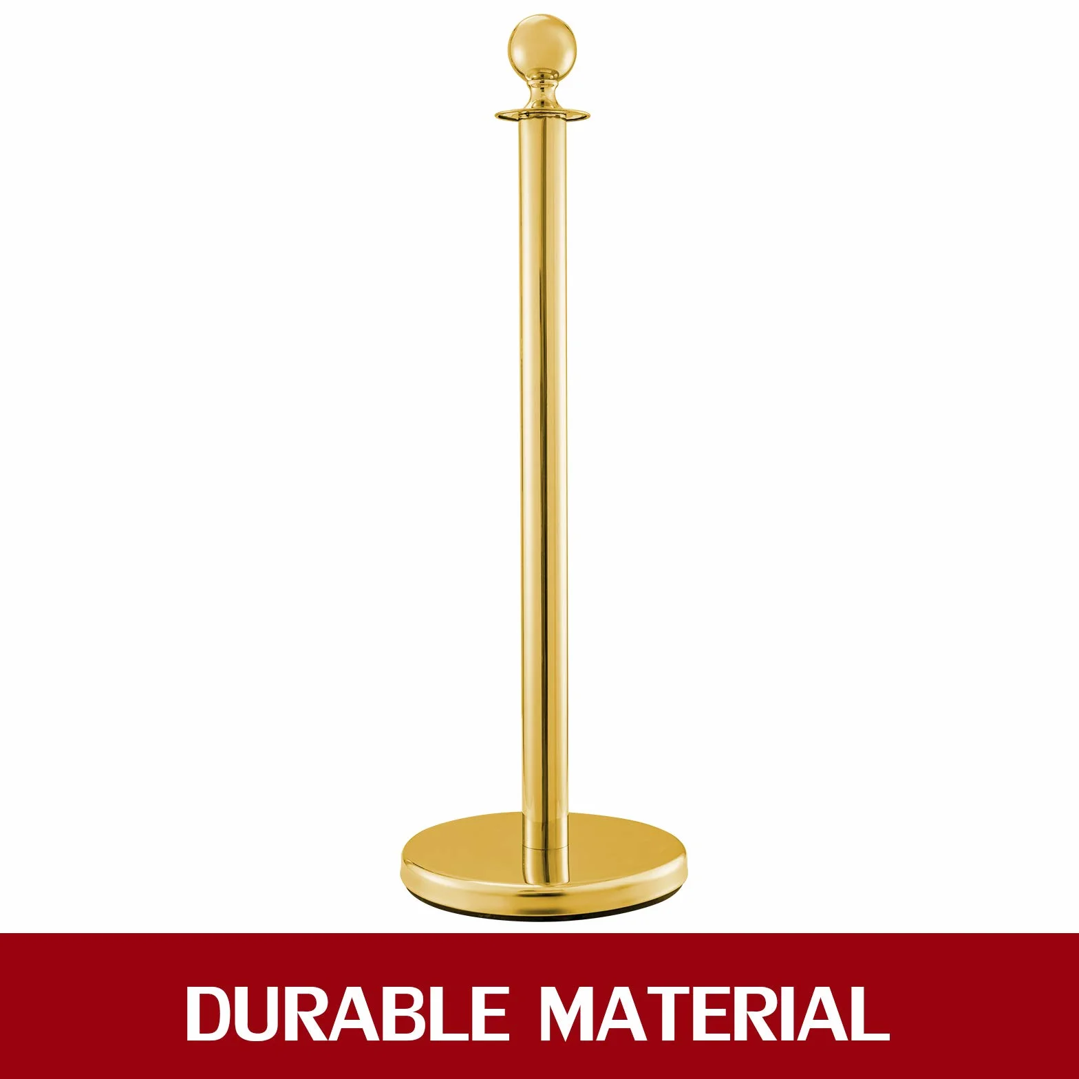 VEVOR Separador Poste 4 Juegos Barreras de Seguridad de 3 Cuerdas Poste Separador de Cinta Extensible Longitud de Cuerda 1.5m Dorado