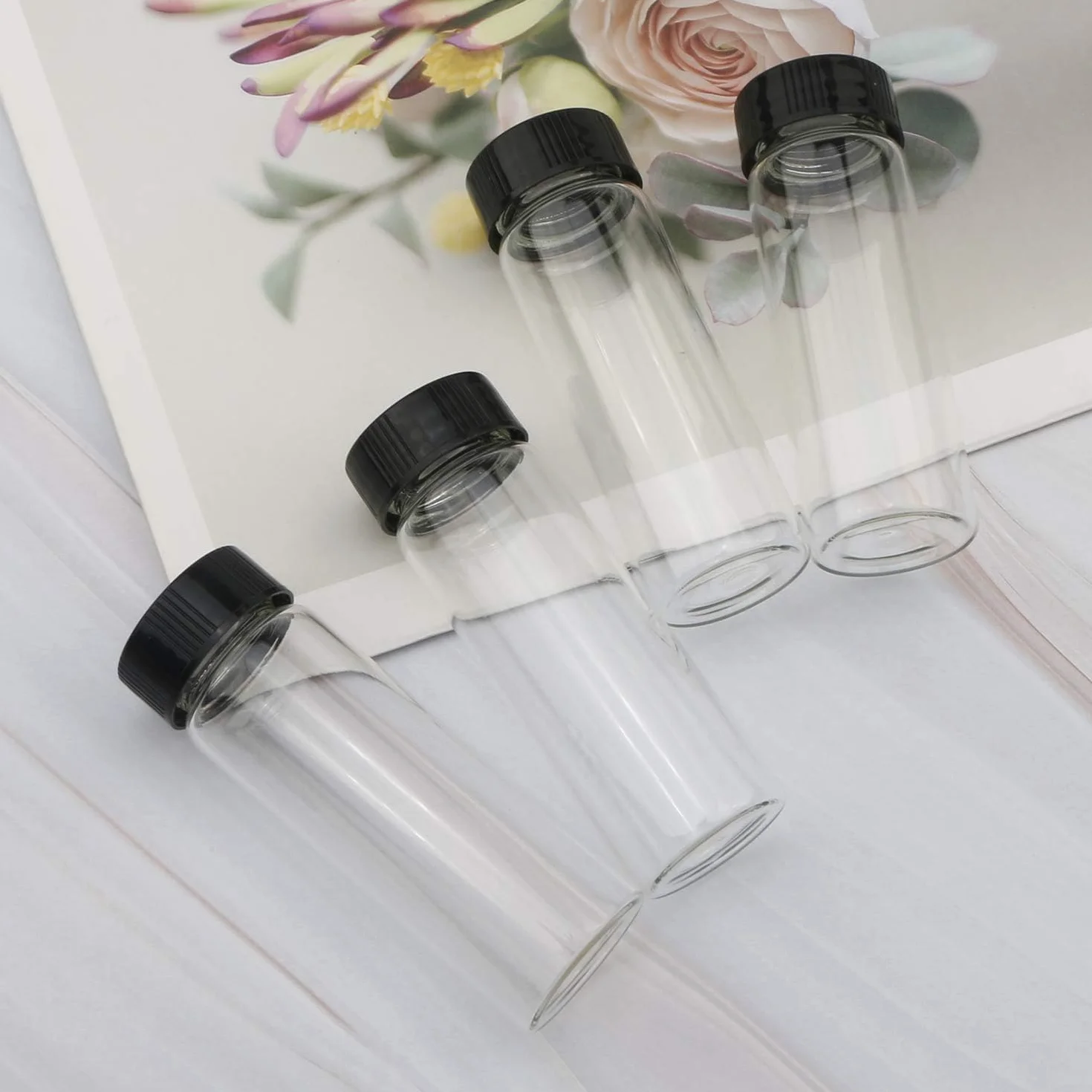 Frascos de Muestras de Cristal Transparente 30 ml con Tapa de Rosca, Viales de Muestra