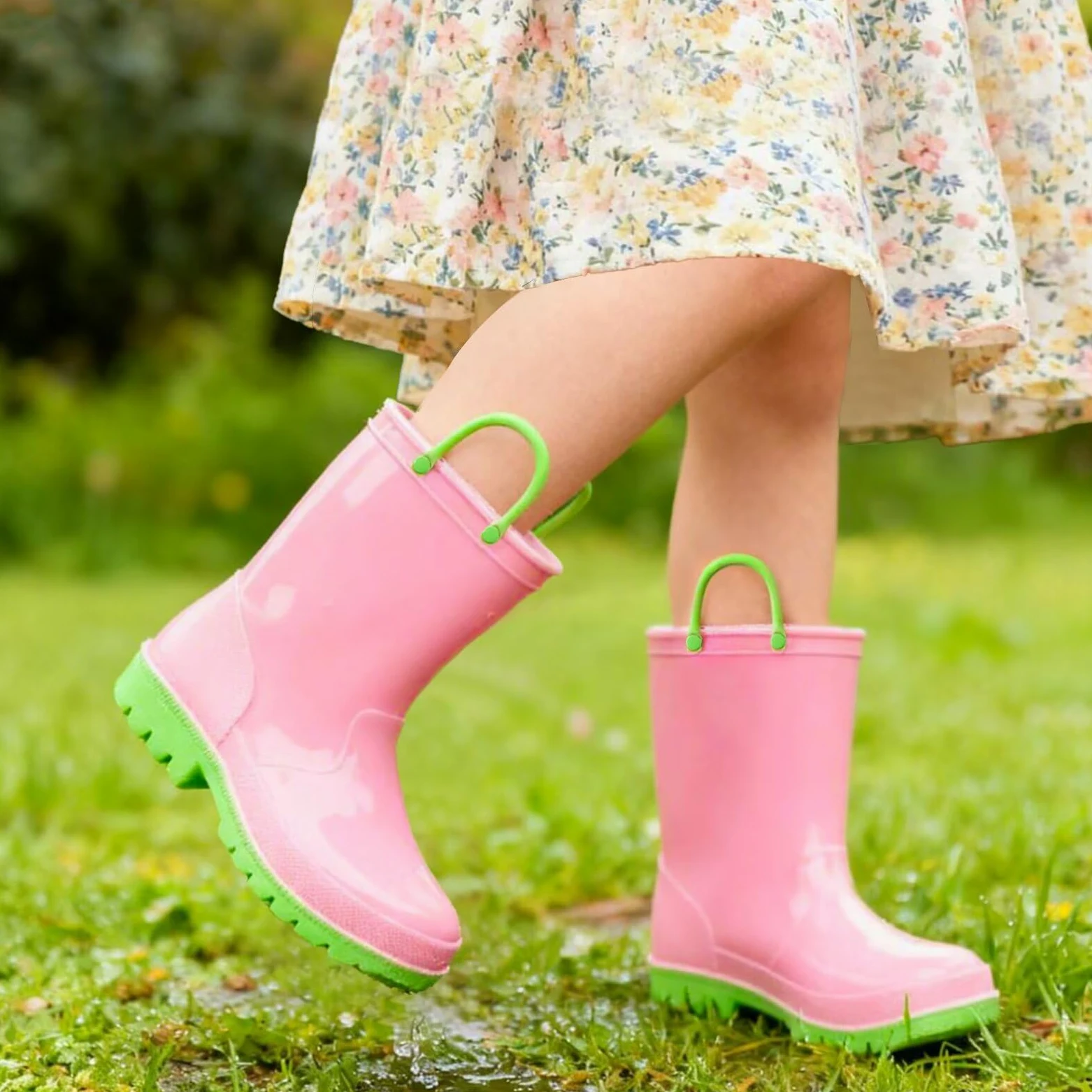 EUXTERPA Botas de lluvia impermeables para niños y niñas, color sólido, con asas