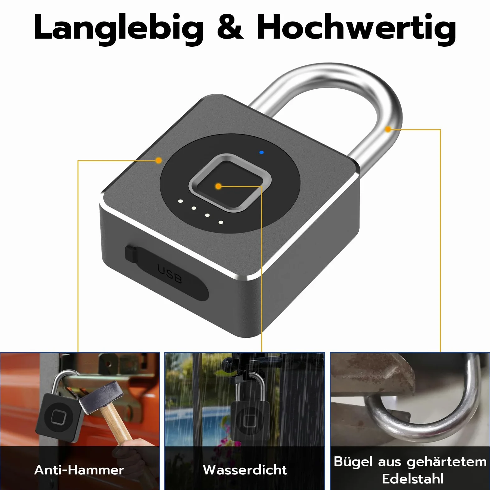 Eseesmart Candado de huellas dactilares, cerradura con aplicación Bluetooth de huellas dactilares, resistente al agua, con huella dactilar, para gimnasio, equipaje, almacenes, coche de carga, garaje