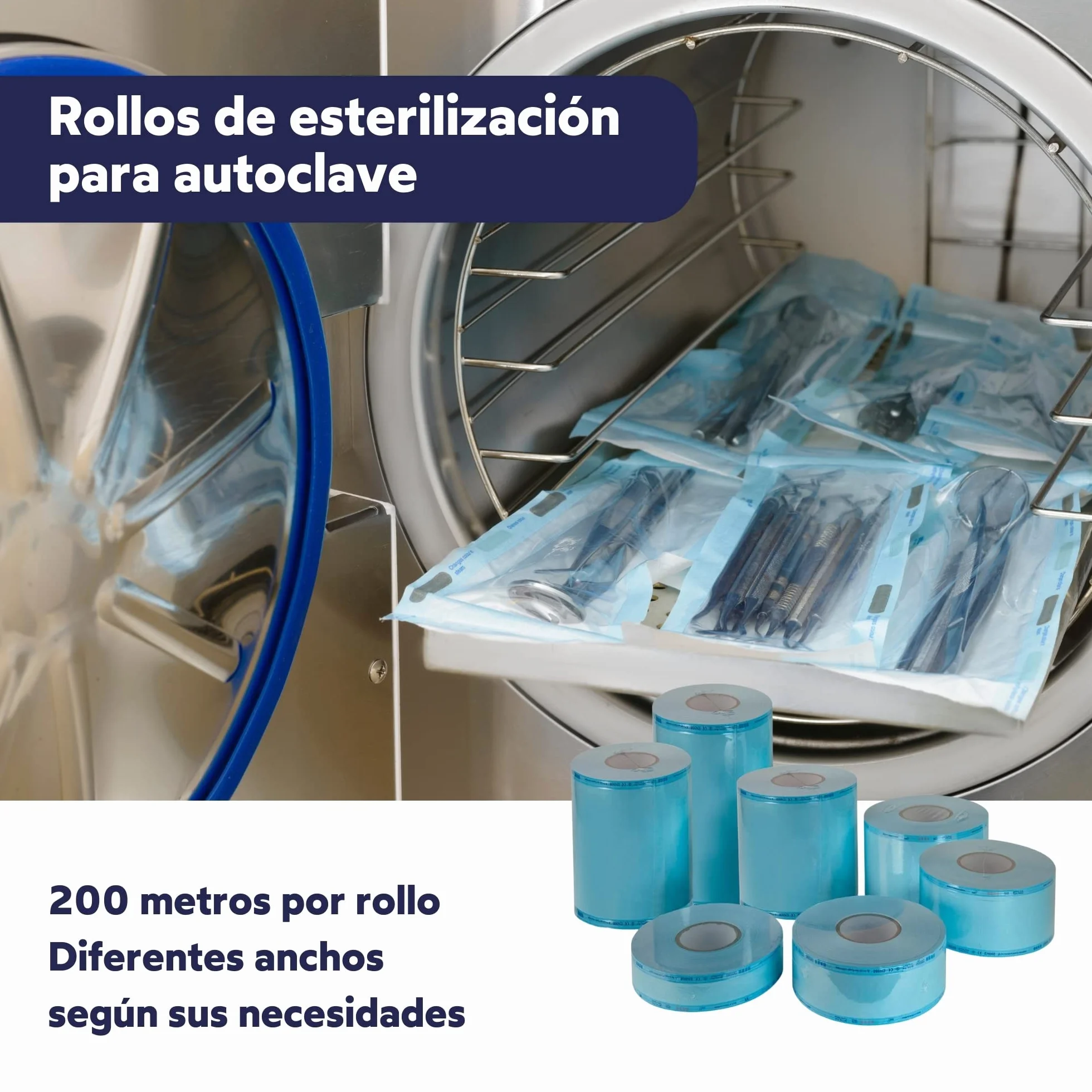 Rollo de Esterilización Autoclave 200m 7,5cm x 200m