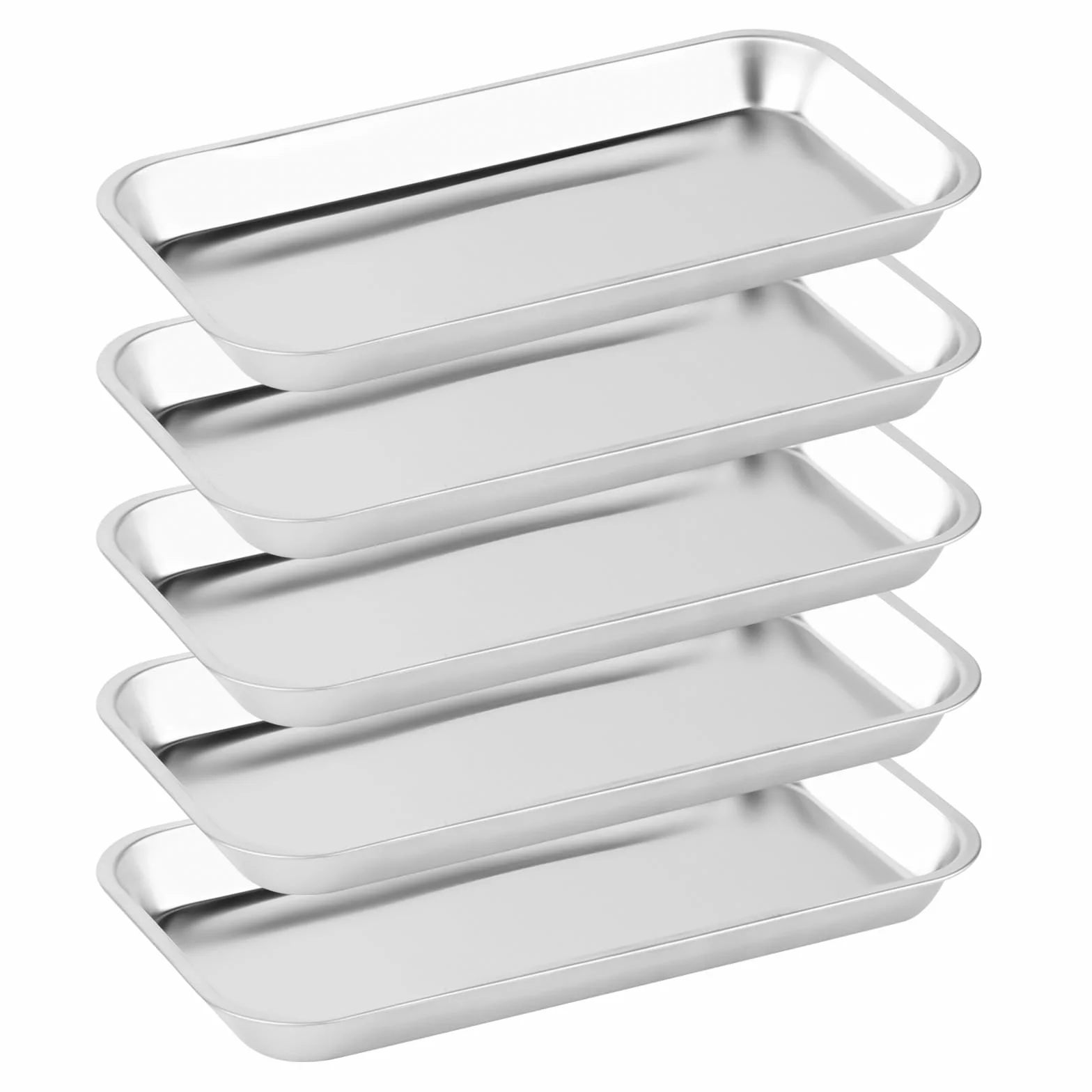 Bandejas de Instrumentos de Acero Inoxidable Rectangular 23x12x3cm para Laboratorio Mesa Cocina