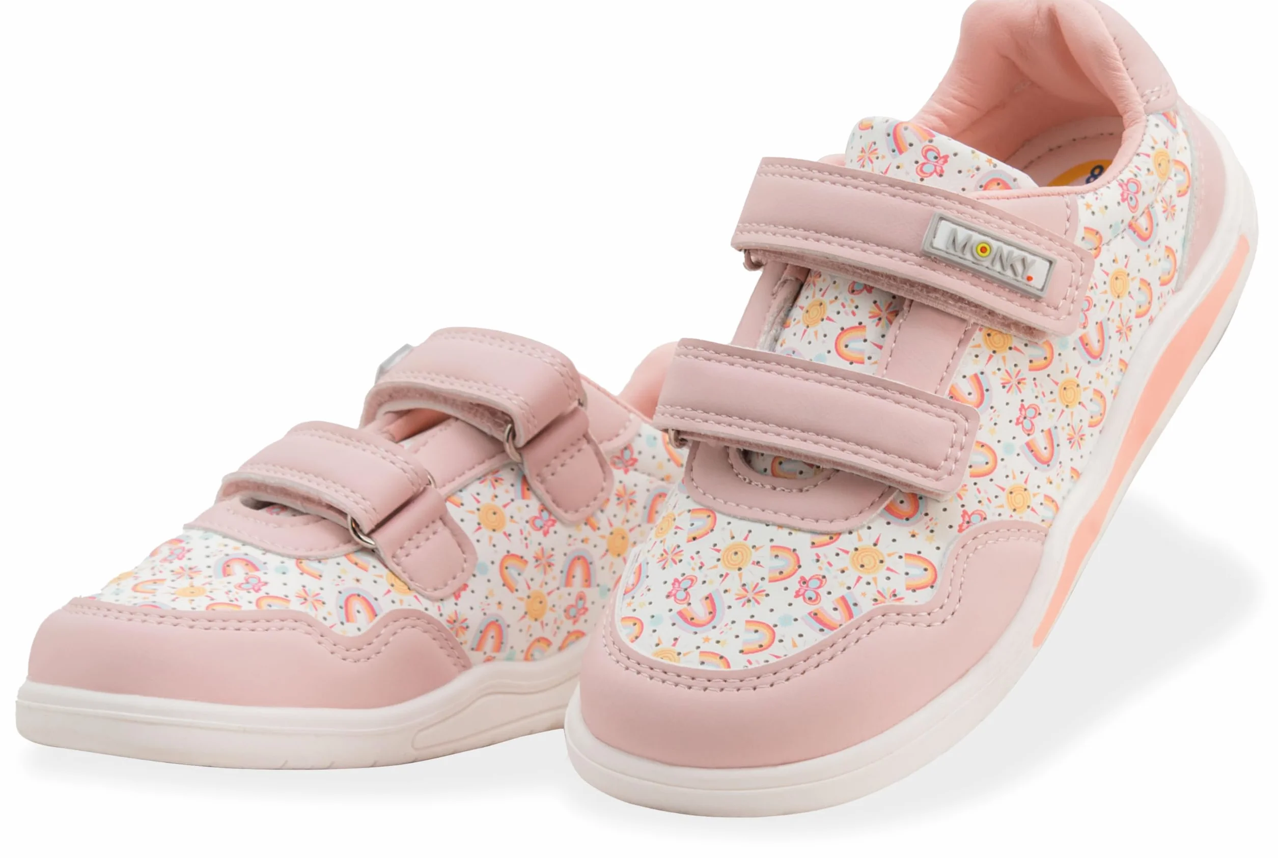 MONKY Zapatillas Barefoot Infantiles LED Puntera Ancha Suela Flexible Antideslizante Cierre Velcro Piel Sintética Tallas 25-30