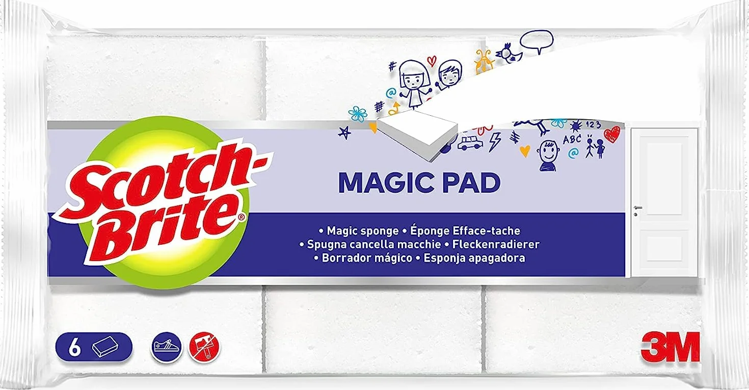 Scotch-Brite Esponja Mágica de Limpieza, Paquete de 6, Borrador para Manchas en Paredes y Zapatos