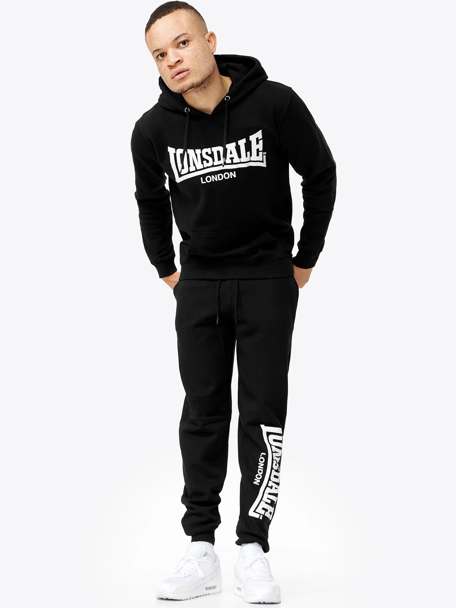 Lonsdale London Cloudy Hombre chándal Negro 80% algodón, 20% poliéster