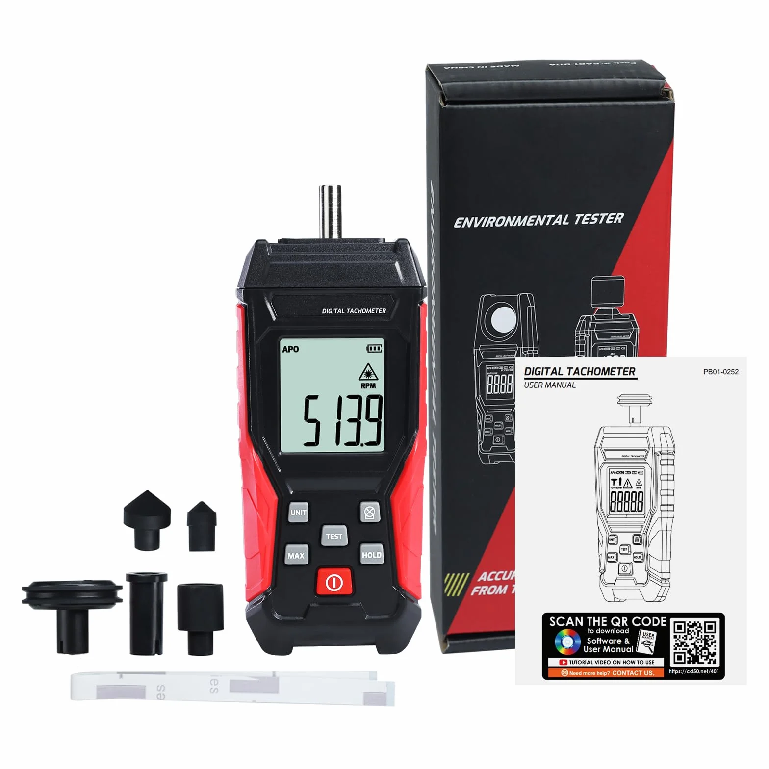 Tacómetro digital sin contacto 2 en 1 3~99999RPM láser y 3~19999RPM contacto medidor RPM probador