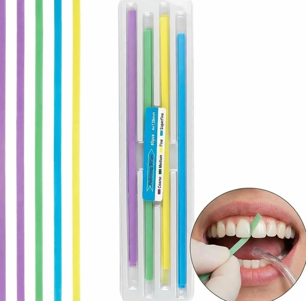 Tira de Pulido Dental 60 Piezas 18×4.5×0.7mm Abrasivos Limpieza Dental Blanqueamiento