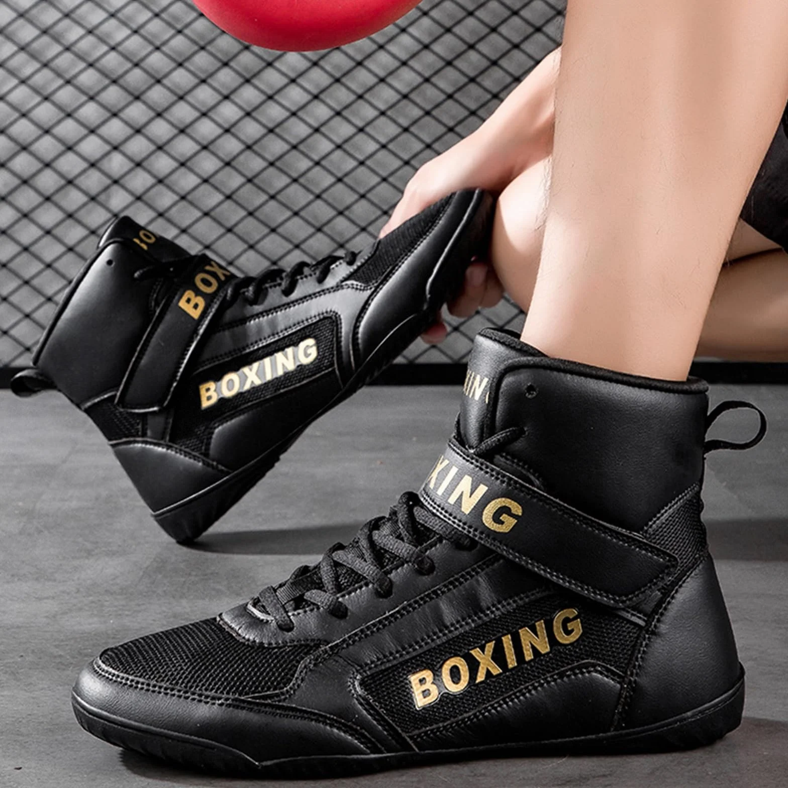 Zapatos de Boxeo para Hombres Zapatos de Lucha Adolescentes Mujeres Zapatillas de Entrenamiento Integral