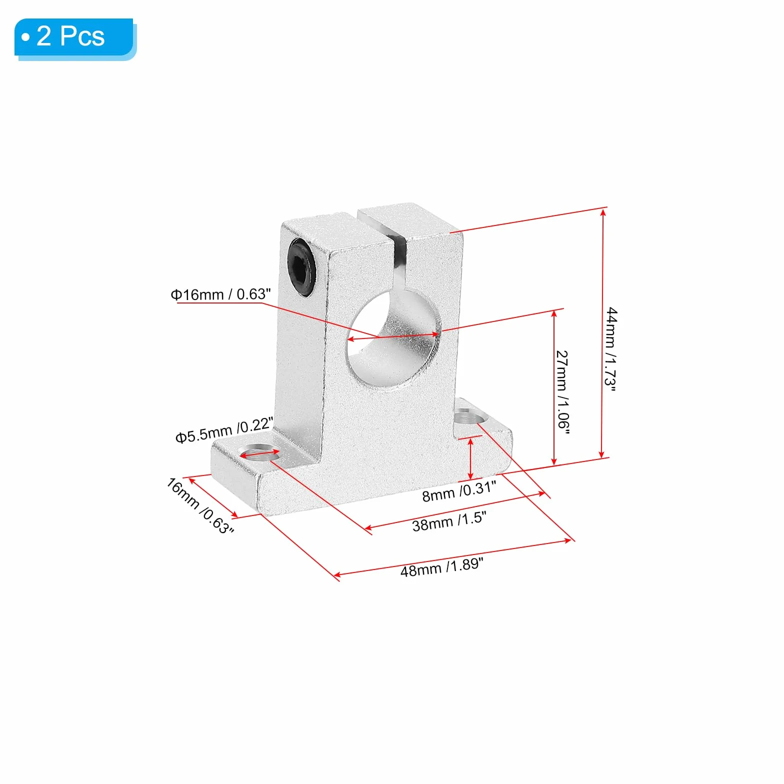 PATIKIL Soporte Guía Sujeción Riel Movimiento Lineal Aluminio SK16 Eje 16 mm