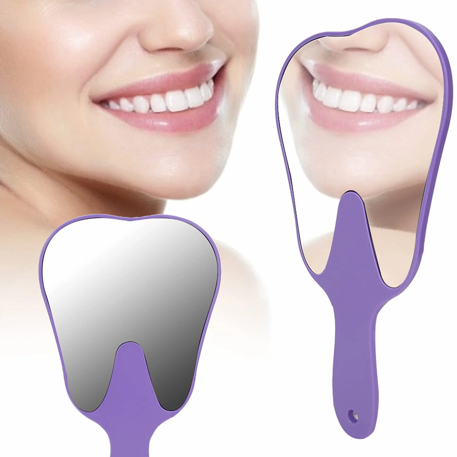 Espejo de Dientes, Espejo de Mano Dental con Mango de Plástico para Higiene Bucal (Púrpura)