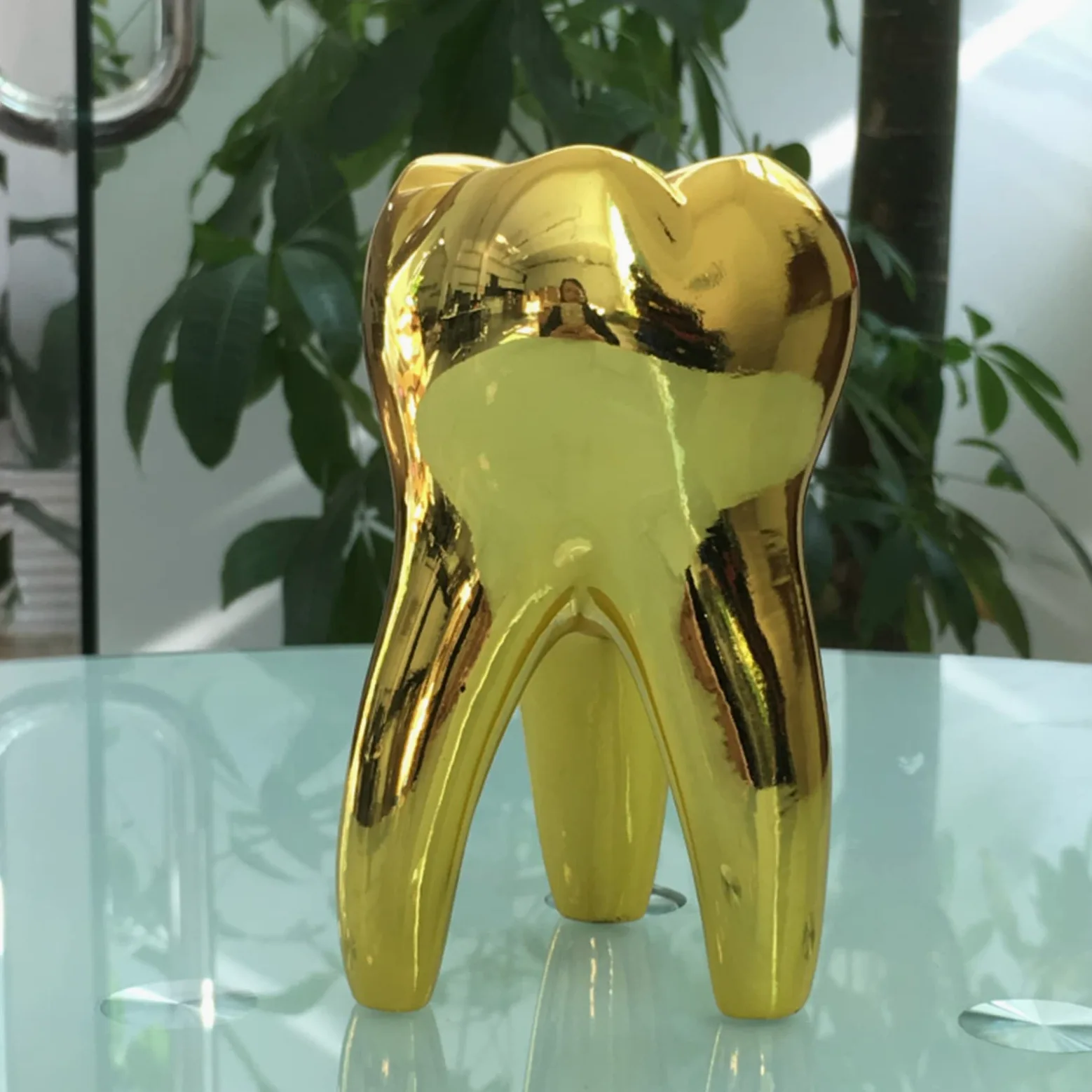Adorno personalizado de resina con dientes dorados, decoración única de estatua dental para dentista, higienista dental, asistente dental