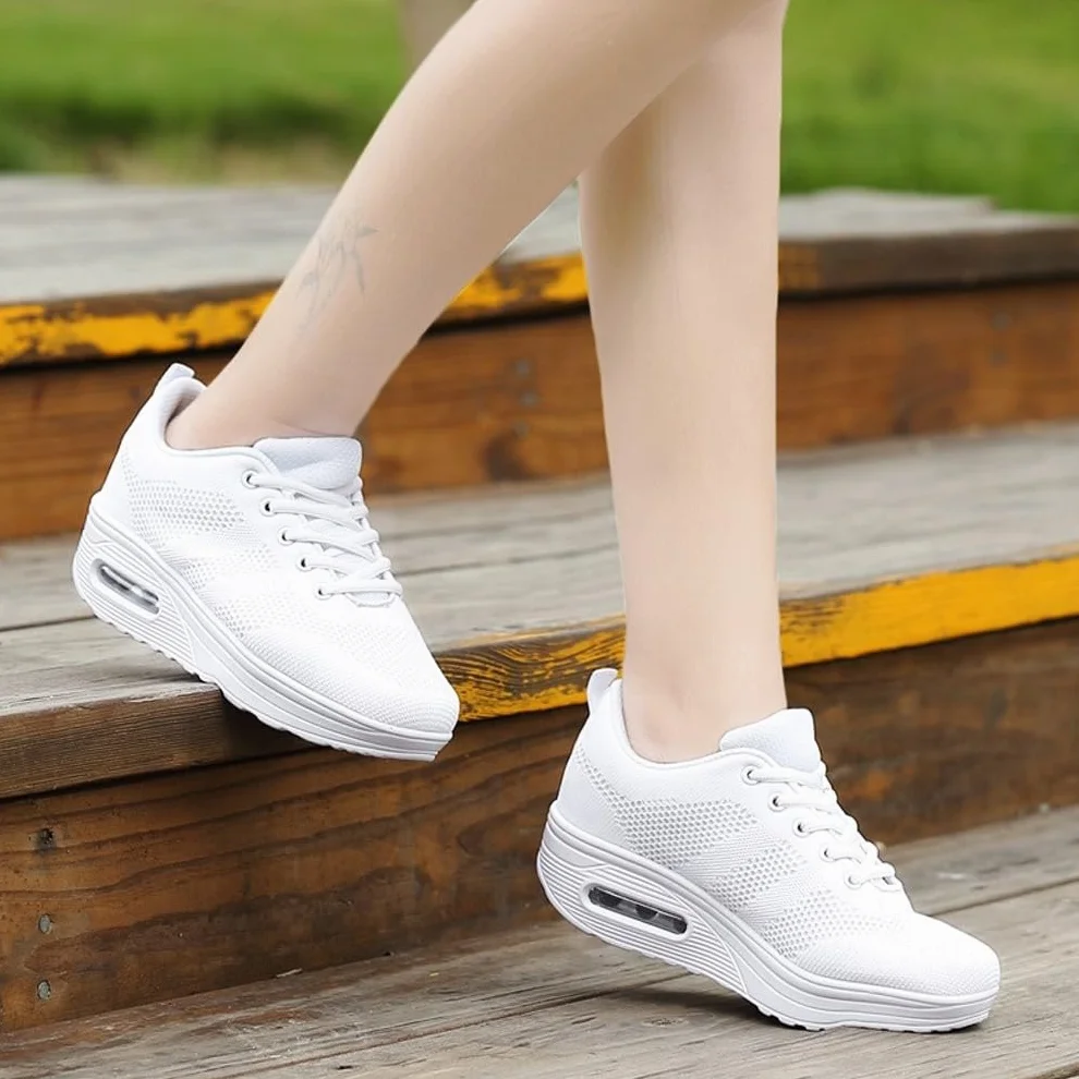 Mujer Zapatillas de Deporte Malla Air Cuña Cómodos Sneakers Mujer Casual Transpirables Running Senderismo Ligero Mesh Zapatillas