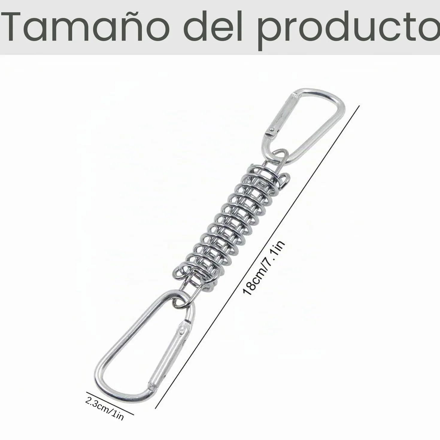 Resorte Tensión Toldo Acero Inoxidable 4 Resortes Espirales 8 Mosquetones 4 Pcs