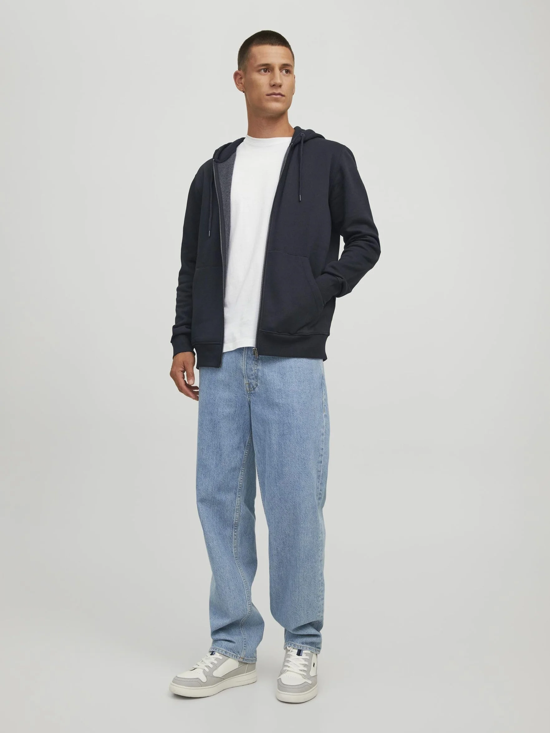 JACK & JONES Zip Hoodie Plain Zip Hoodie