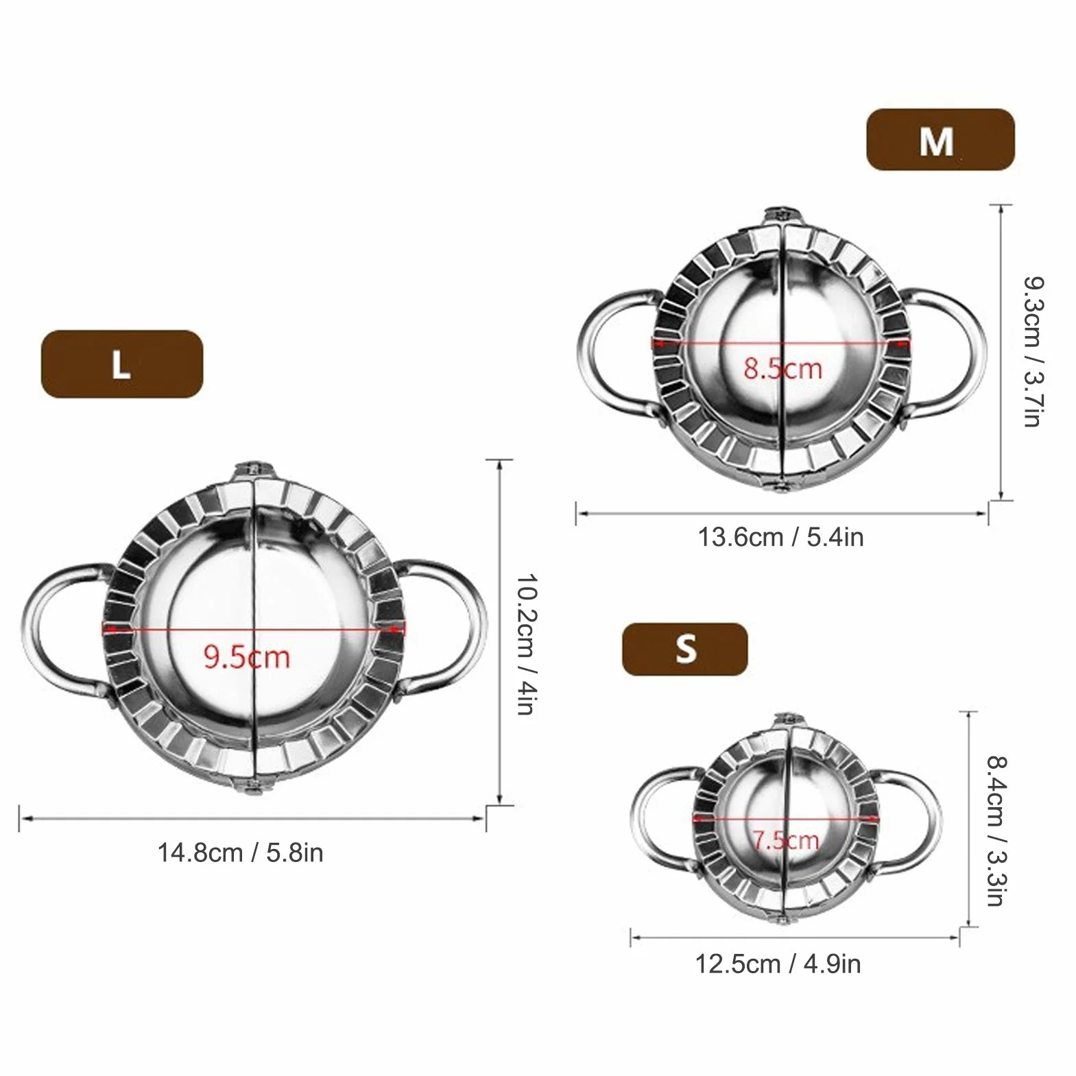 Prensa de empanadas de acero inoxidable EVTSCAN, máquina para hacer empanadas grande, herramientas de pastelería (L)