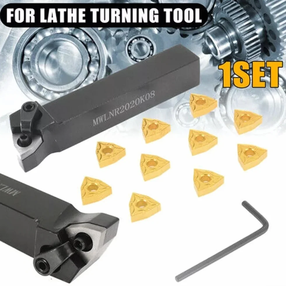 SPORTARC Juego de herramientas de acabado de metal, soporte de torneado de 20 mm con inserciones de carburo