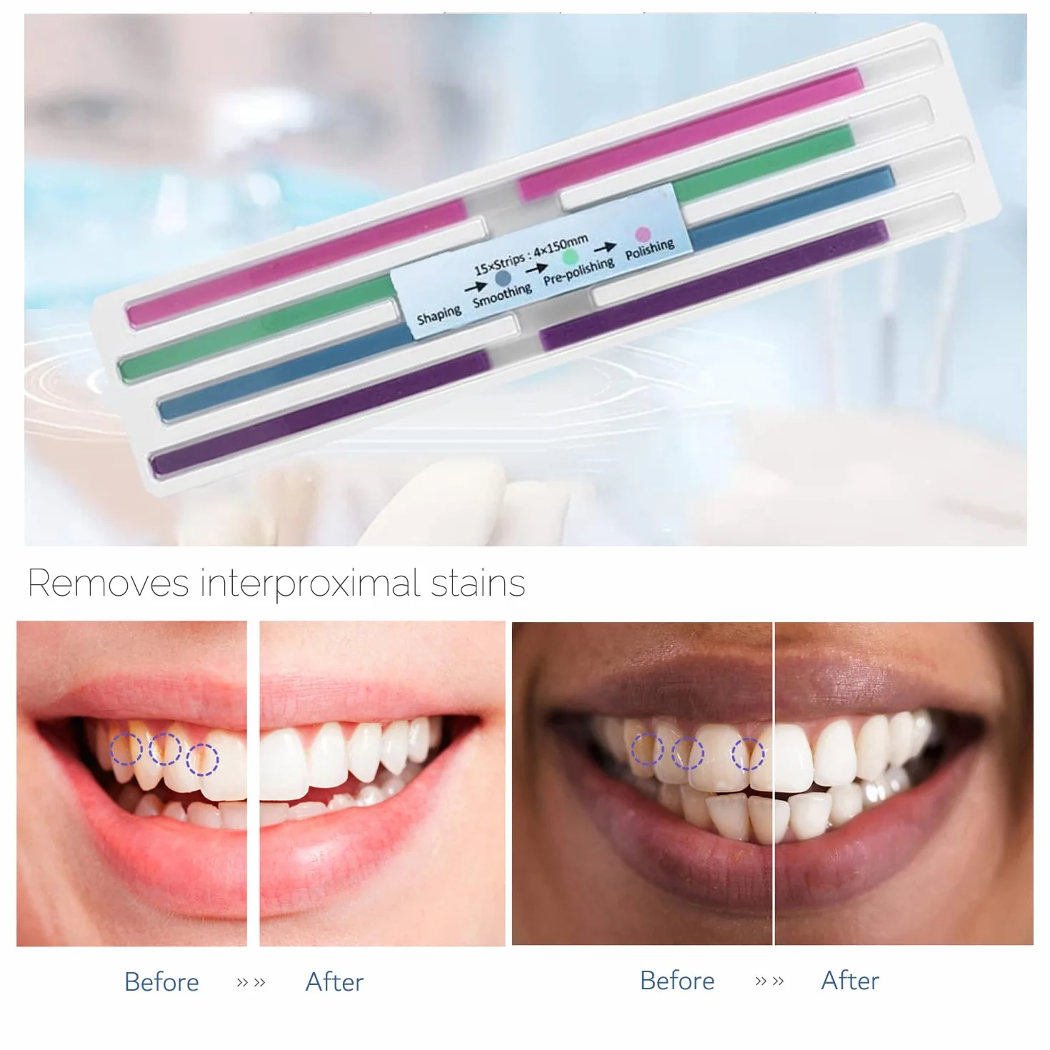 NatureAqua Papel de lija dental 4 mm tiras de pulido interdental 60 unidades