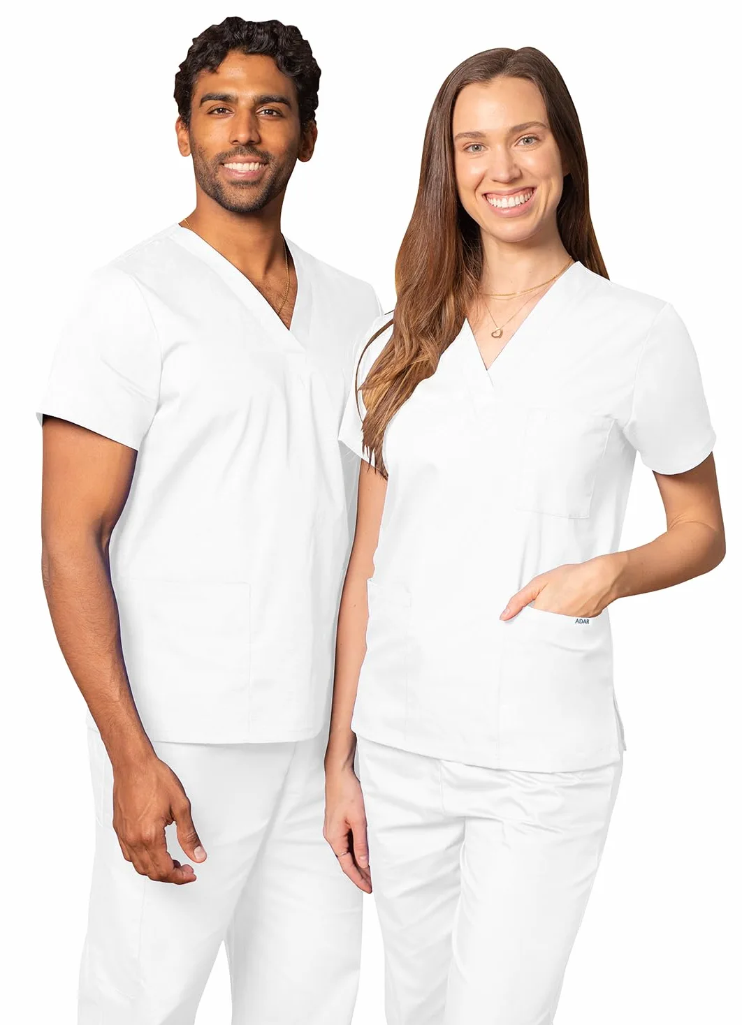 Adar Casaca médica Unisex - Casaca Sanitaria con Cuello en v
