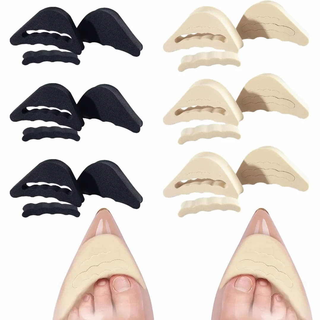 6 Pares de aAlmohadillas de Tacón Alto, Rellenos de Esponja Suave para Zapatos, Insertos de Relleno de Dedos Suaves