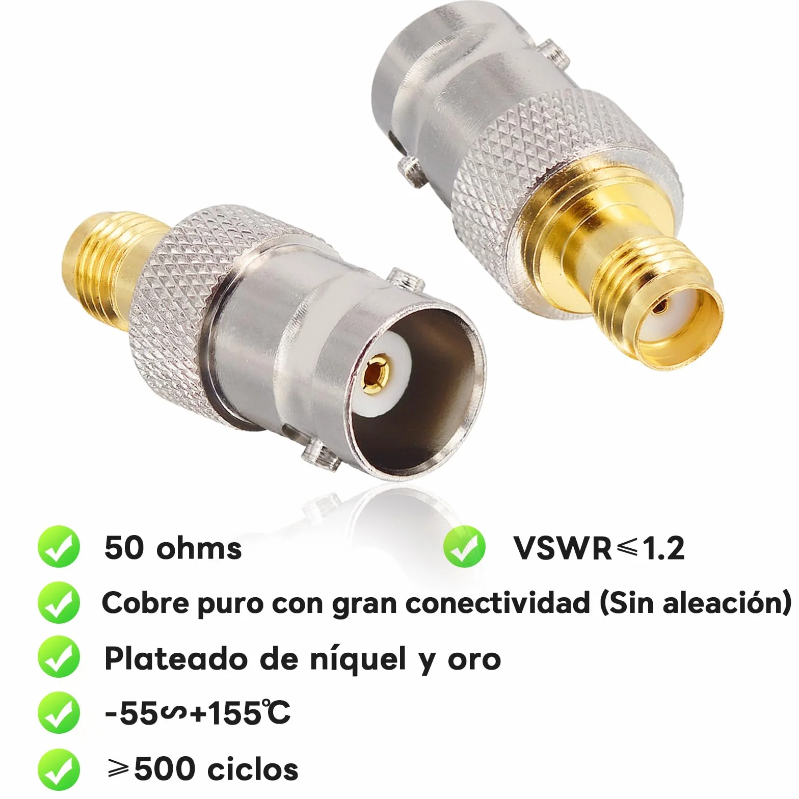 Adaptador SMA Hembra a BNC Hembra para SDR Ham Radio Baofeng UV-5R UV82 V-5R5