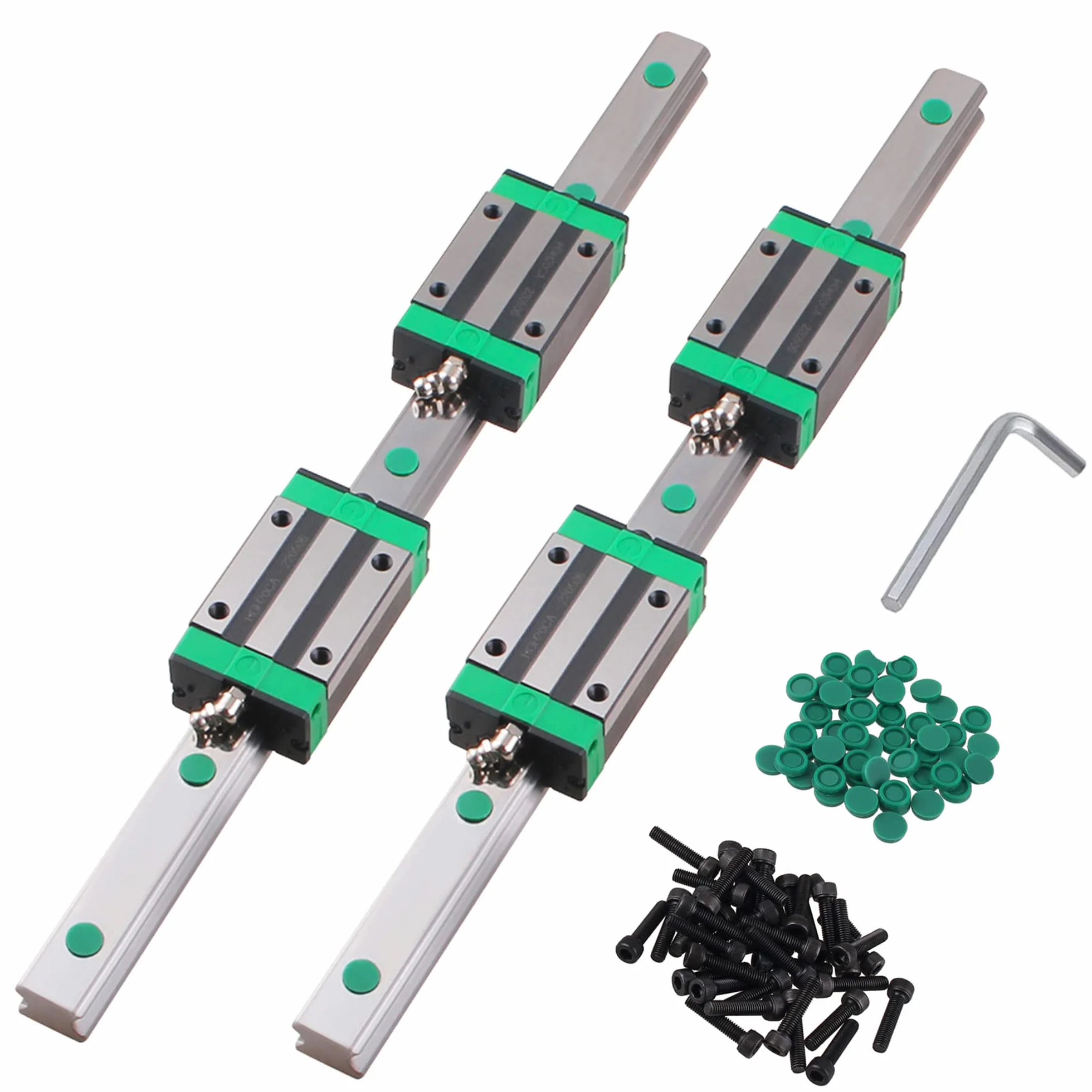 Guía lineal HGR20 2 piezas 400mm con 4 bloques deslizantes HGH20CA + tornillo M5 x 16 + protección C5 para CNC