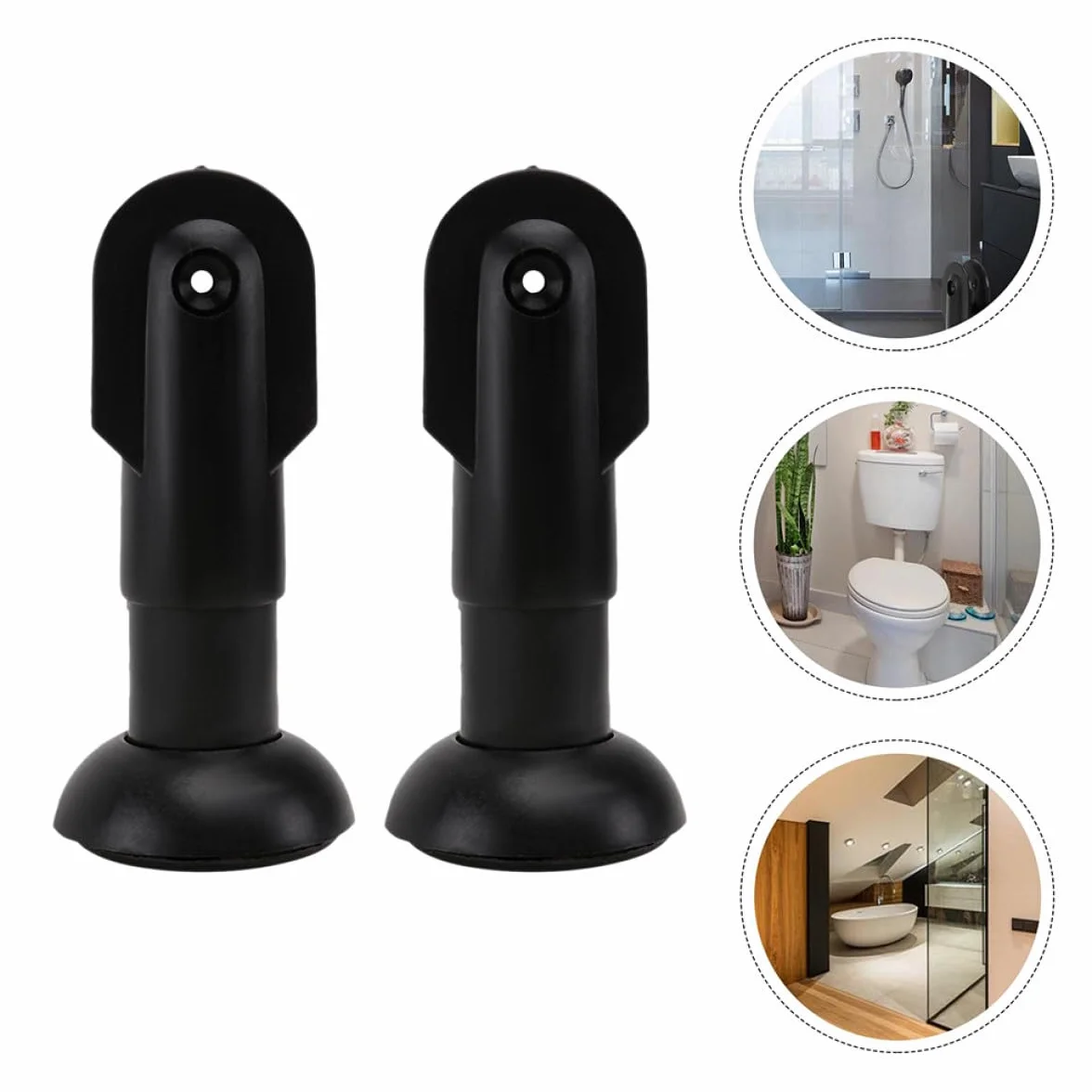 LIFKOME 2 Soportes de Plástico Negro para Mampara de Baño Altura Ajustable Resistente Corrosión