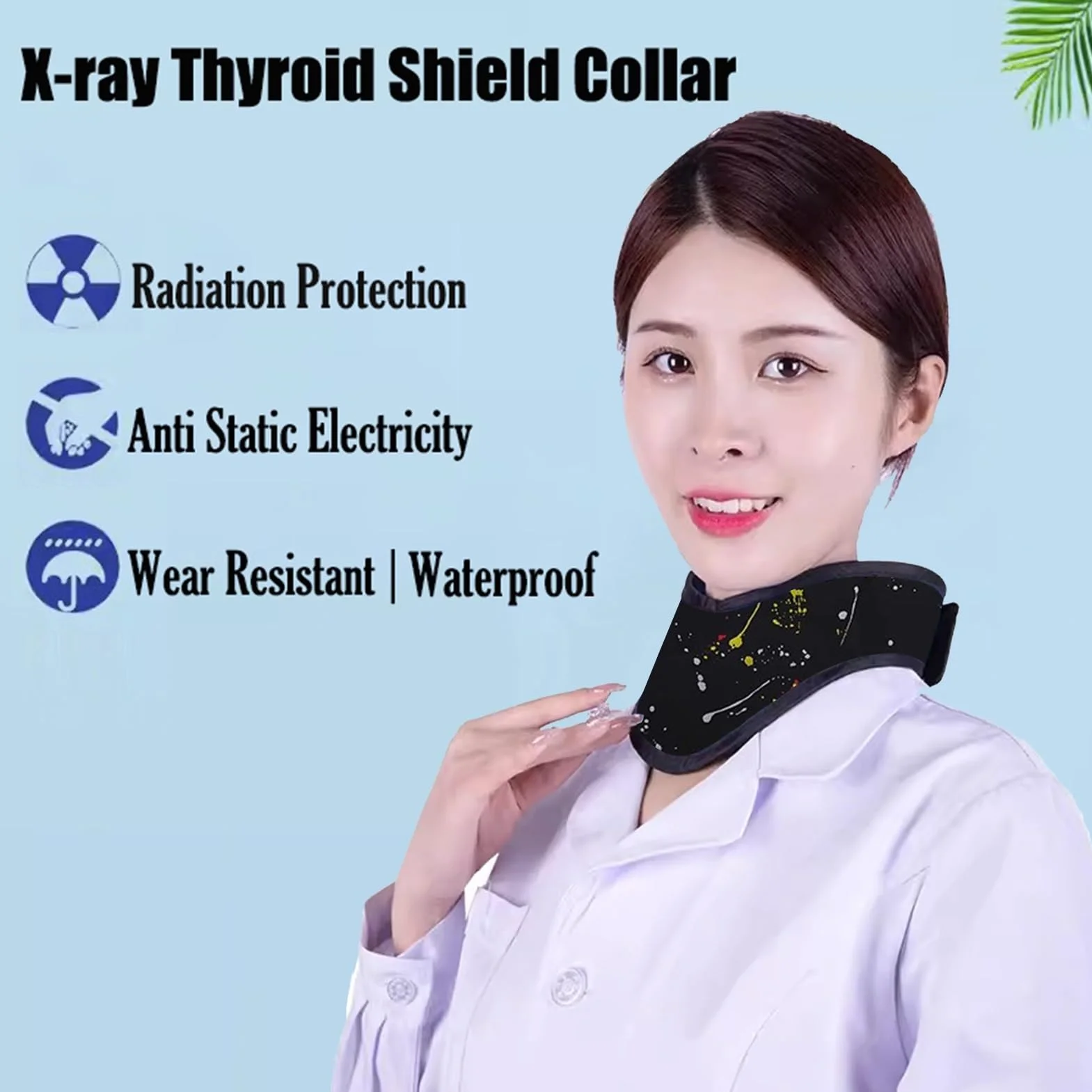 Delantal de Plomo Collarín Protector de Tiroides para Rayos X, Protección Radiológica 0.35mmPb