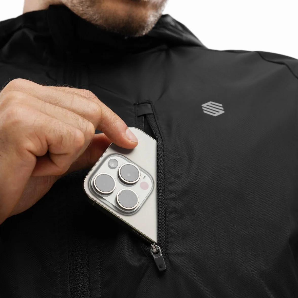 SIROKO Chaqueta cortavientos entrenamiento fitness Grand Marathon Negro