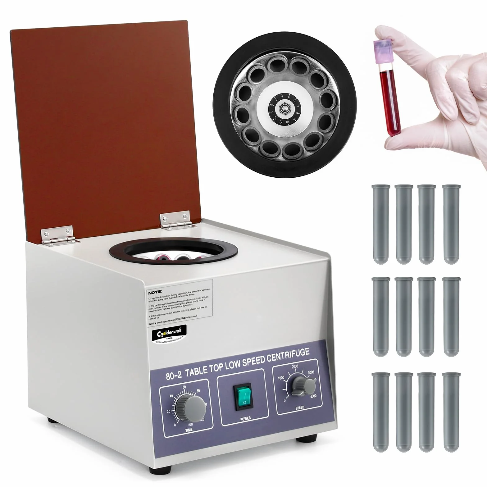CGOLDENWALL Centrífuga de Laboratorio 4000rpm 1795xg 20mlx12 Tubos