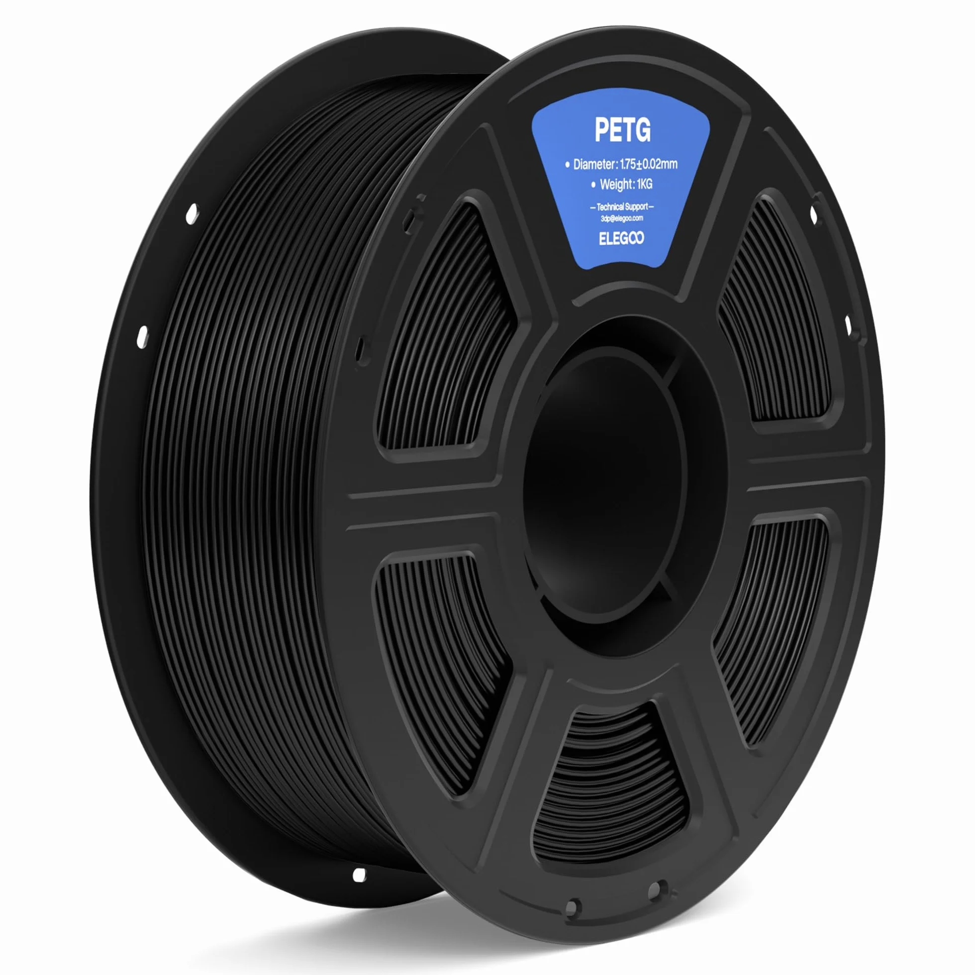 ELEGOO Filamento PETG 1.75mm 1KG Negro, Precisión Dimensional +/- 0.02mm para Impresora 3D