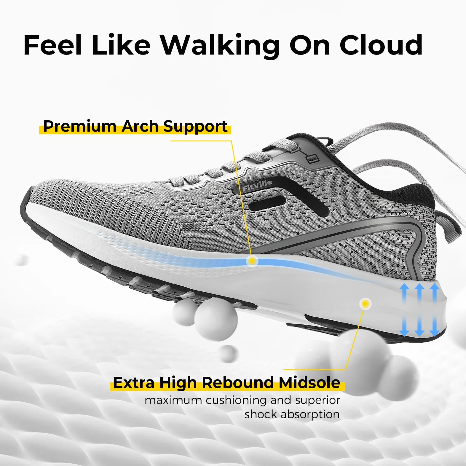 FitVille Zapatillas Running Hombre Anchos Zapatos para Correr de Exterior Transpirables Deportivo Sneakers Antideslizantes