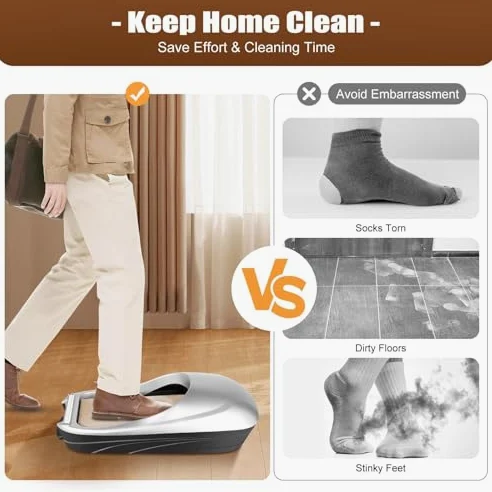 Dispensador automático de la cubierta del zapato, máquina de la película impermeable desechable accionada por el pedal manual para la oficina en casa, incluye el rollo del PE del recuento 500, solució