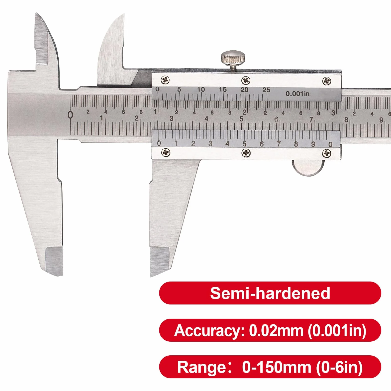 Spurtar Calibre 150 mm 6 pulgadas analógico medición diámetro profundidad 0,02 mm 0,001 pulgadas