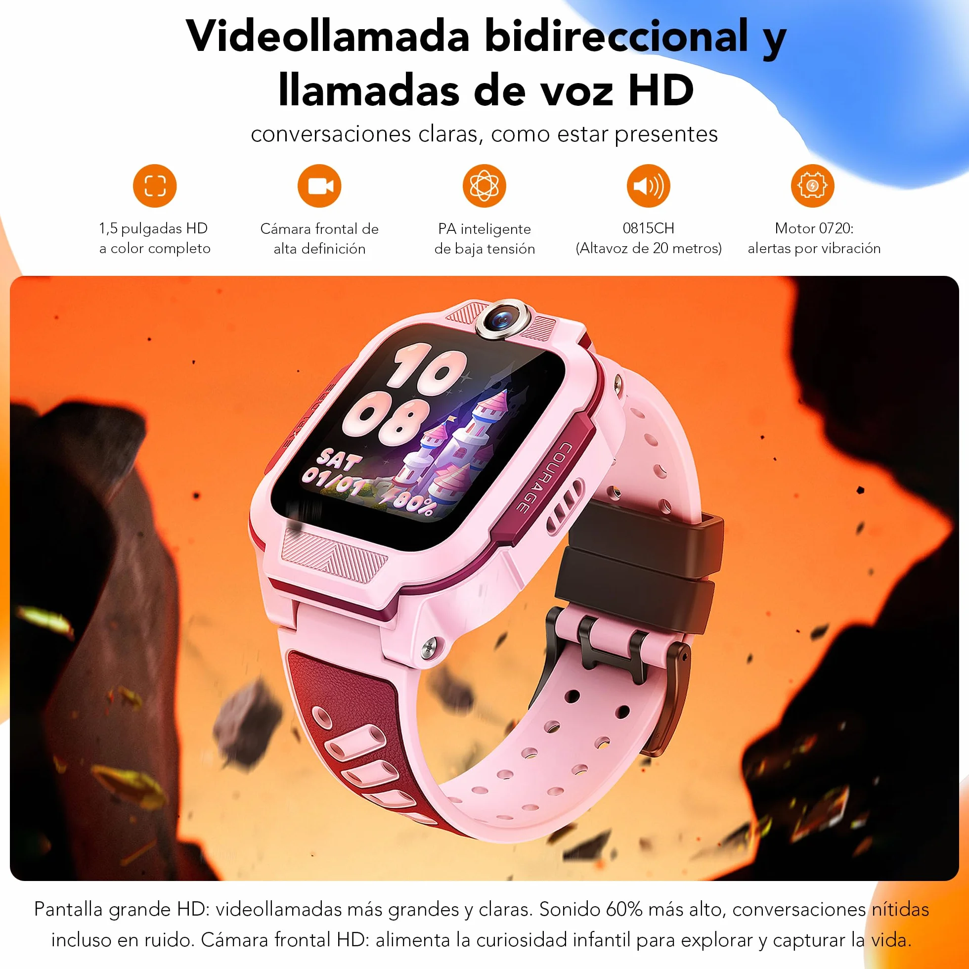 imoo Z3 Reloj Inteligente Niño, Kids Smartwatch con GPS Mundial, SOS, Control Parental, IP68, Modo Colegio, Video Llamadas HD, Voz, Chat, Pantalla1.5, 8GB, Vib, SIM, Reloj Niños Localizador