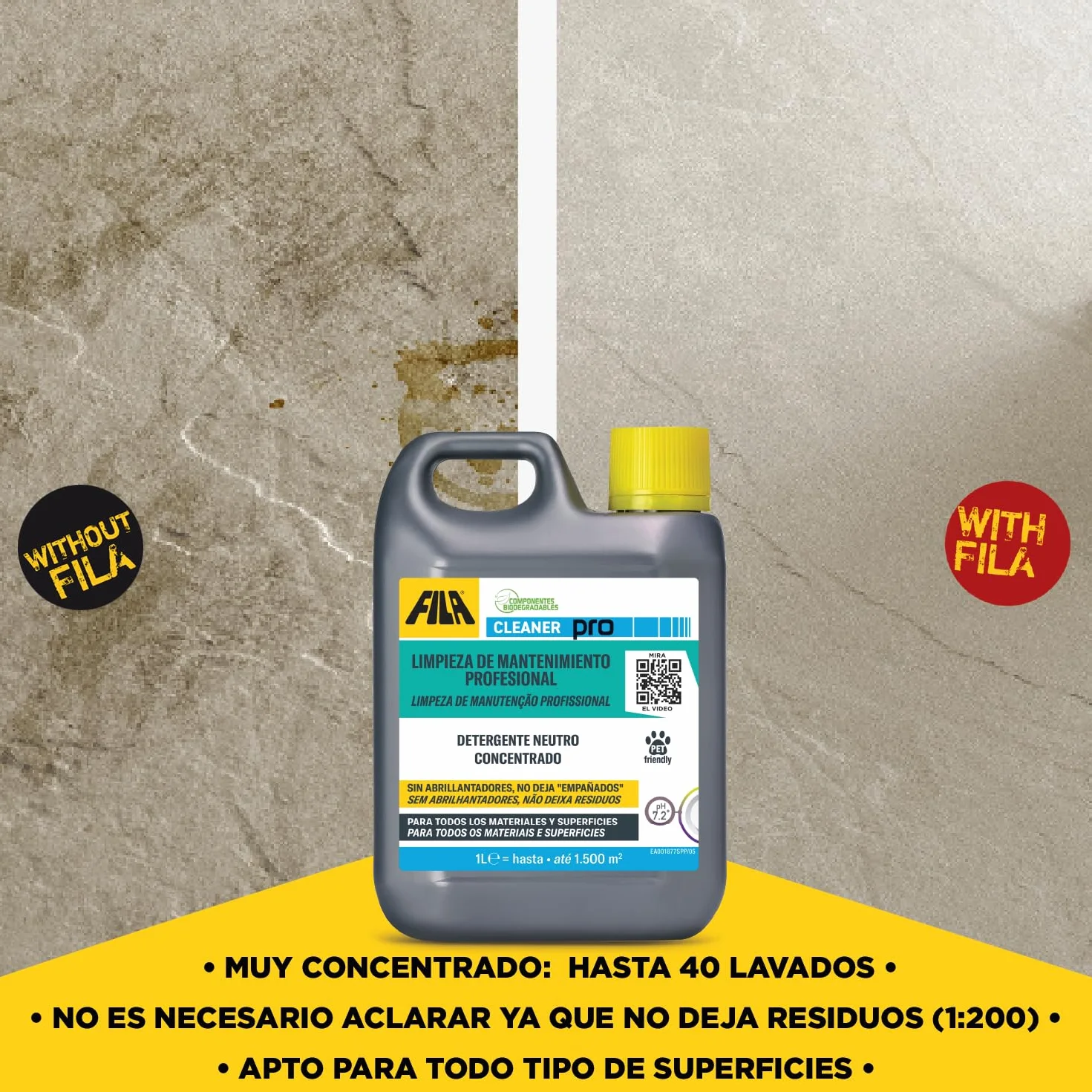 Detergente pH Neutro CLEANER PRO para Pavimentos y Revestimientos Mármol Gres Resina Vinilo Madera