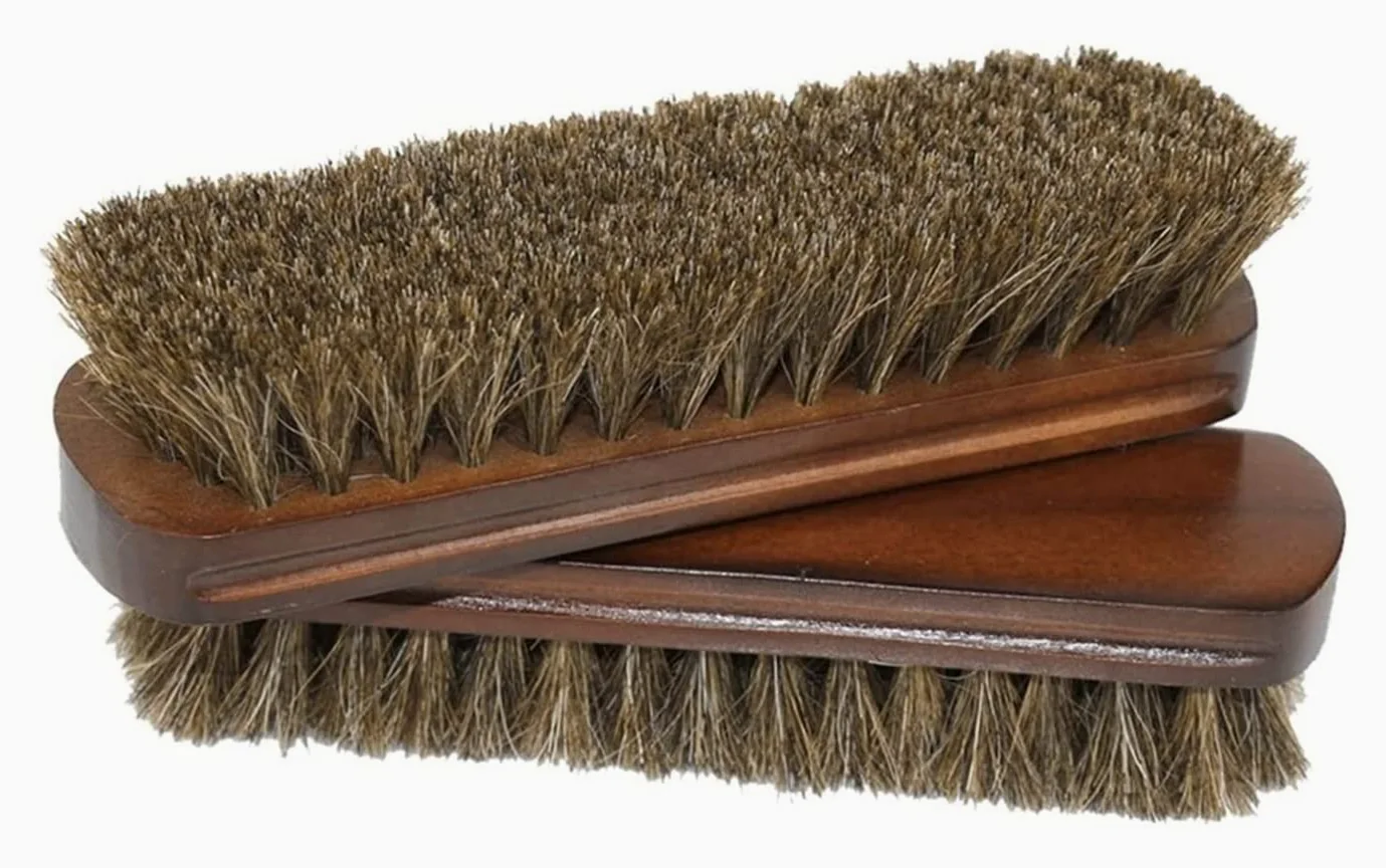 Cepillo for Zapatos, Cepillo for lustrar Zapatos de Crin Cepillo for pulir Mango de Madera con cerdas Cepillo for Zapatos y Botas