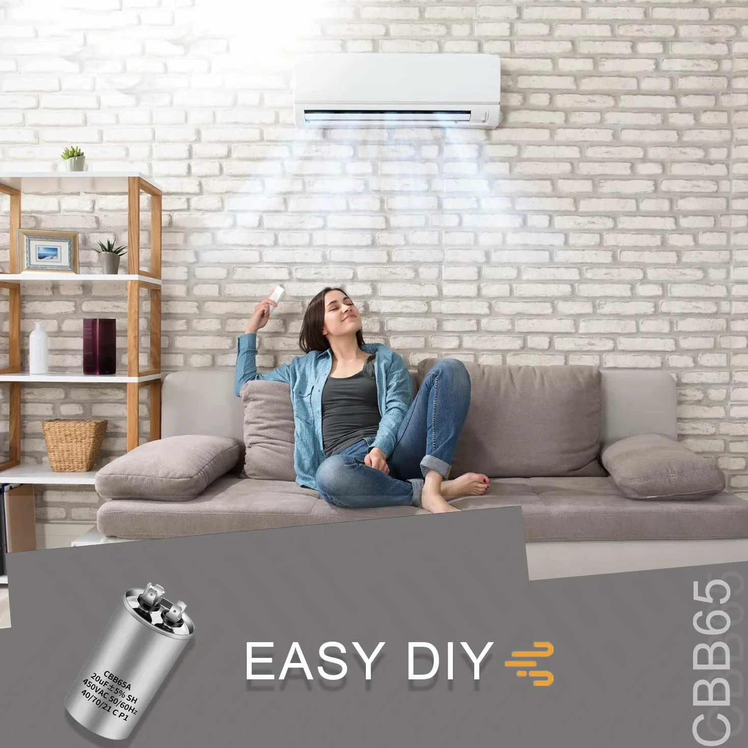 Condensador de arranque CBB65 450V AC 25uf 50/60Hz para aire acondicionado y compresor redondo
