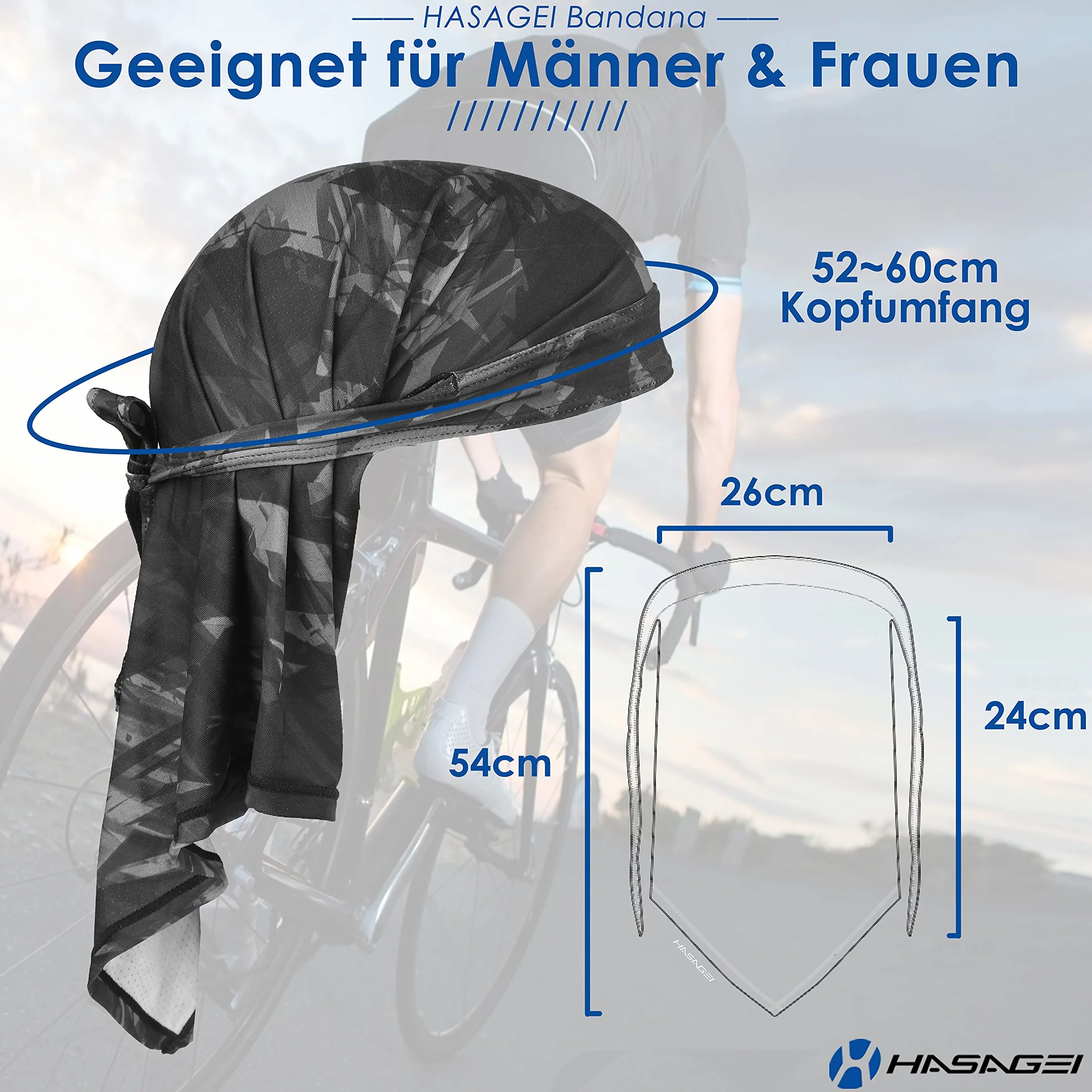 HASAGEI Bandana Transpirable De Secado Rápido - Pañuelo Cara Elástico Para Hombre - Durag Deportivo