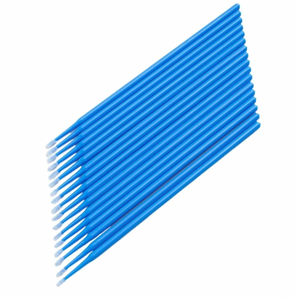 Pinceles de pintura 100pcs Aplicadores dentales con fibras de pelusa para retoque (azul)