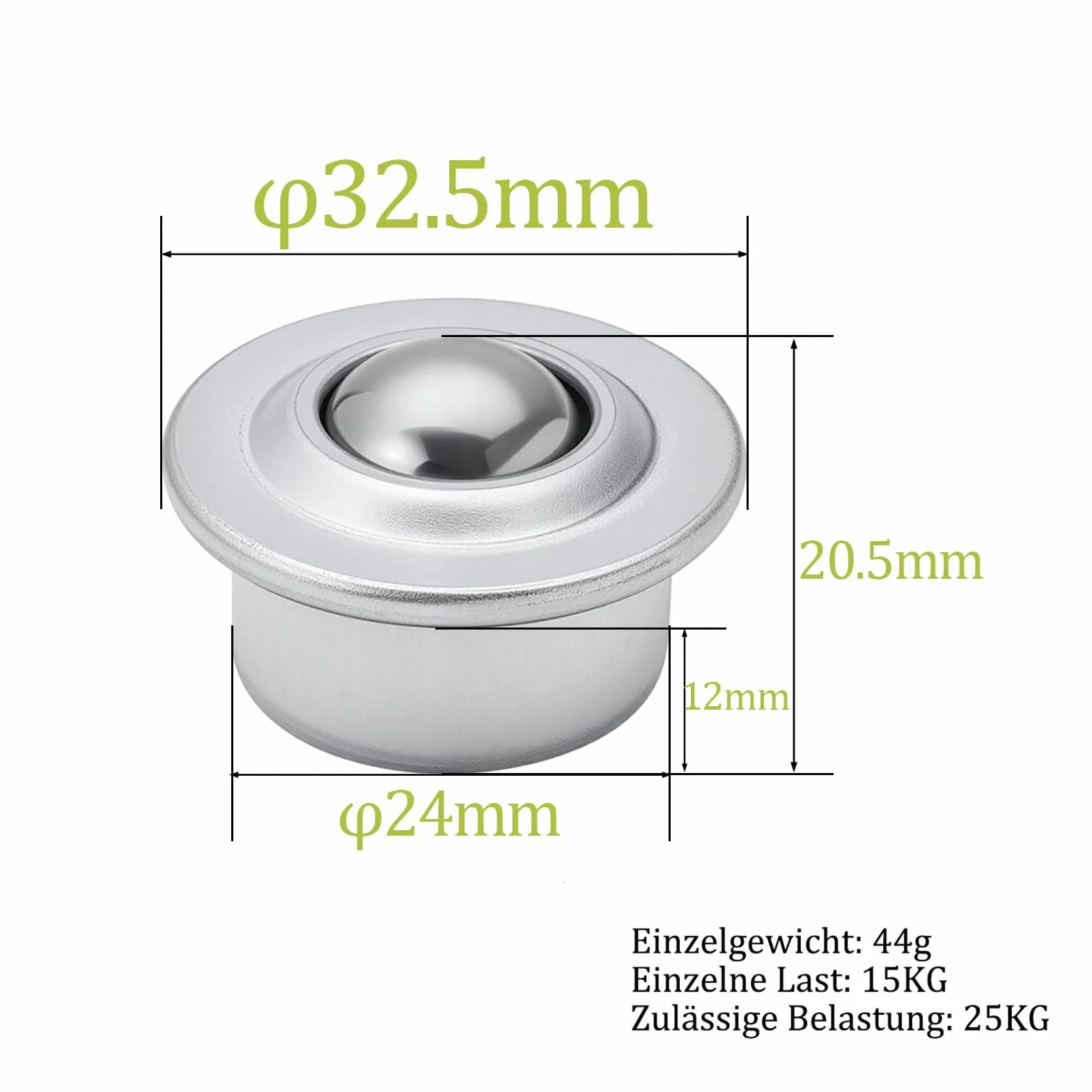 Rodamientos de Bola Rueda de Transferencia Acero 20mm Altura 8 Piezas