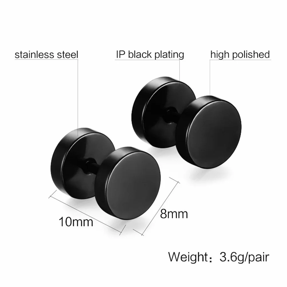 Tian Stainless Steel Mens Stud Pendientes Hoops Tunnel Earrings para mujeres Fakeplug Earrings Stainless Steel Womens Stud Pendientes Ear Piercing Plugs