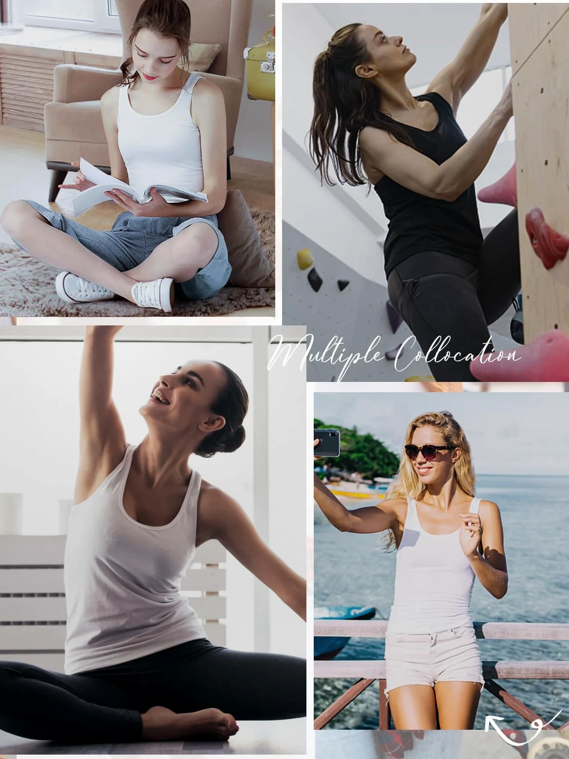 AMVELOP Camiseta básica sin mangas para mujer, camiseta sin mangas, 2-4 unidades