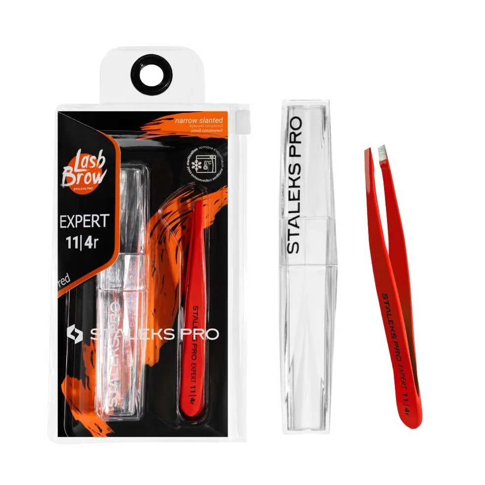 STALEKS PRO Pinza para cejas finas o escasas, acero inoxidable, Expert 11/4
